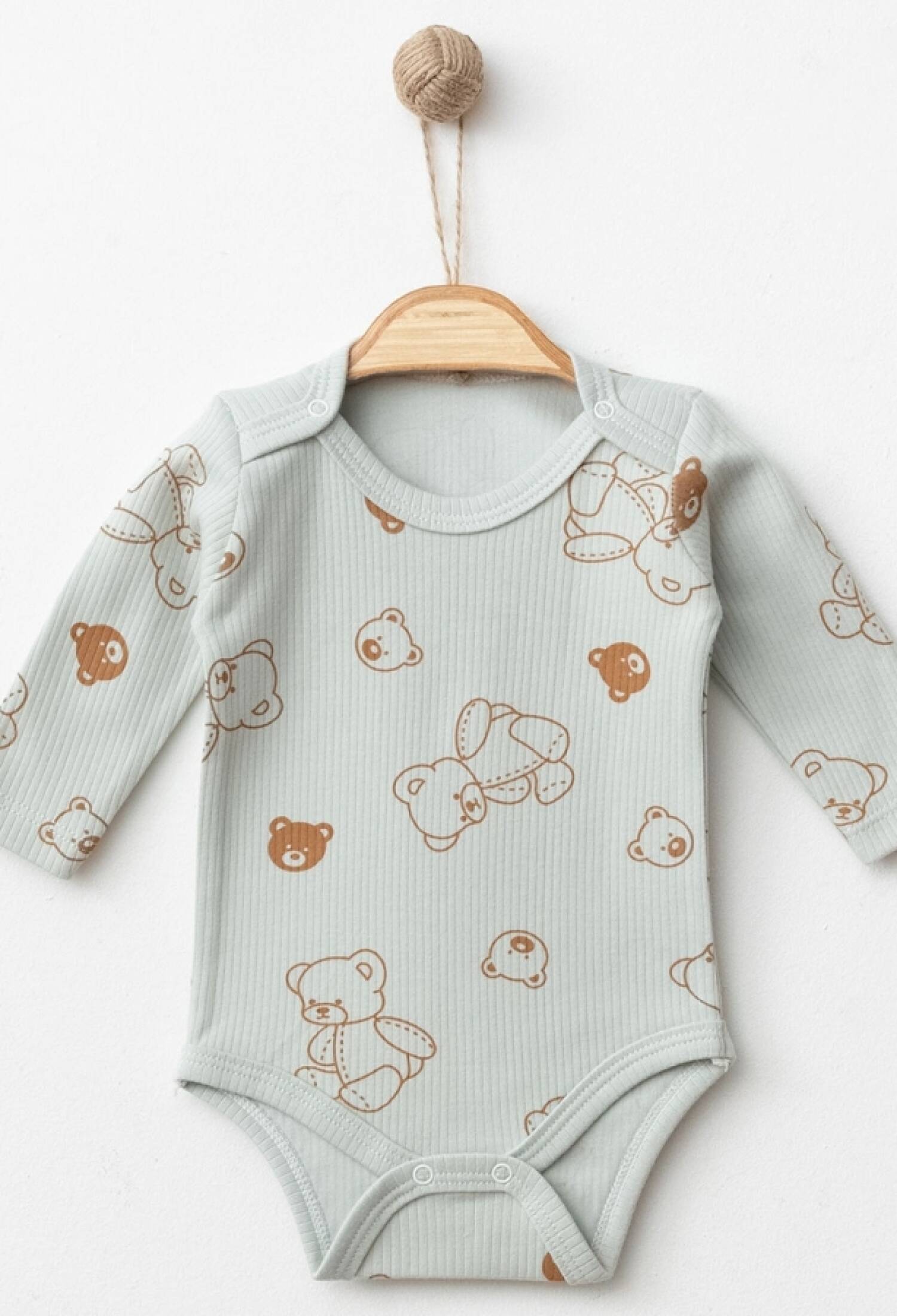Teddy Bear Patterned Unisex Snap-Button Bodysuit