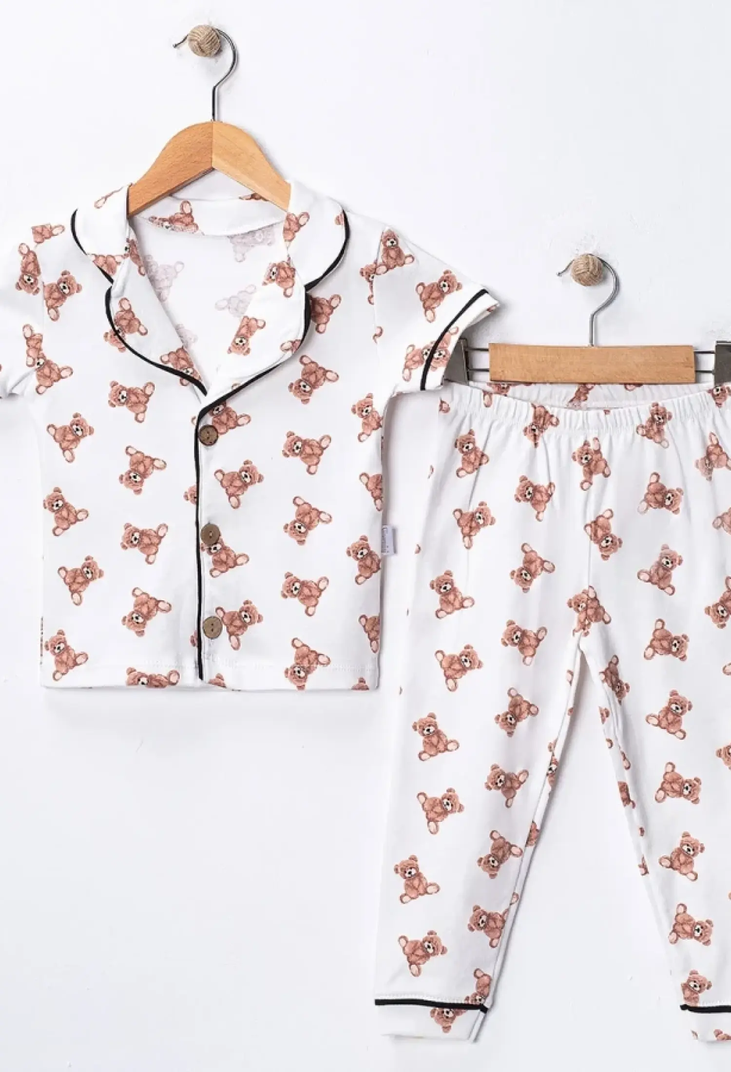 Ayıcık Desenli Yakalı Düğmeli Kız Pijama Takım - Brand: SÜPERMİNİ - Kids & Bby Clothes From Peralane Kids Turkey