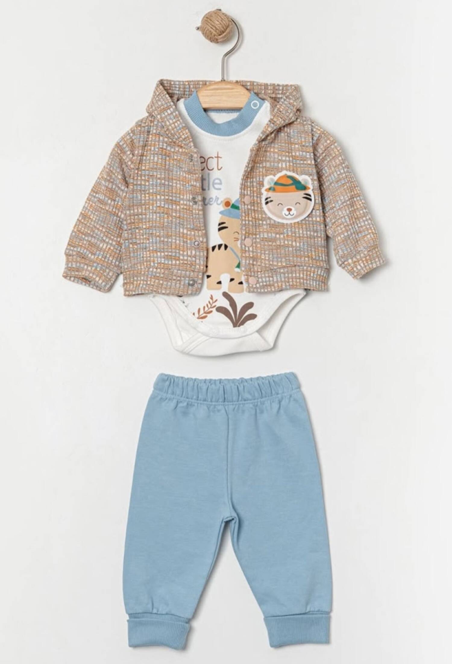 Ayıcık Detaylı Hırkalı Üçlü Erkek Bebe Takım - Brand: ELCİ BABY - Kids & Bby Clothes From Peralane Kids Turkey