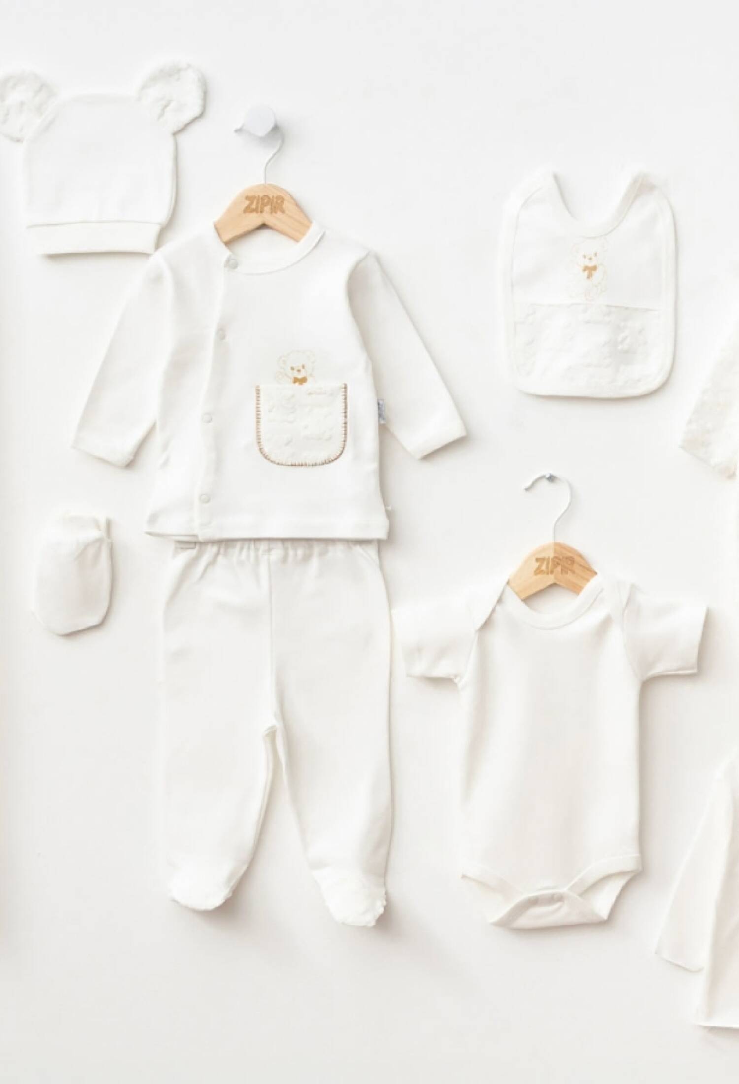 Ayıcık Nakışlı 10lu Erkek Hastane Çıkışı Zıbın Set - Brand: ZIPIR - Kids & Bby Clothes From Peralane Kids Turkey