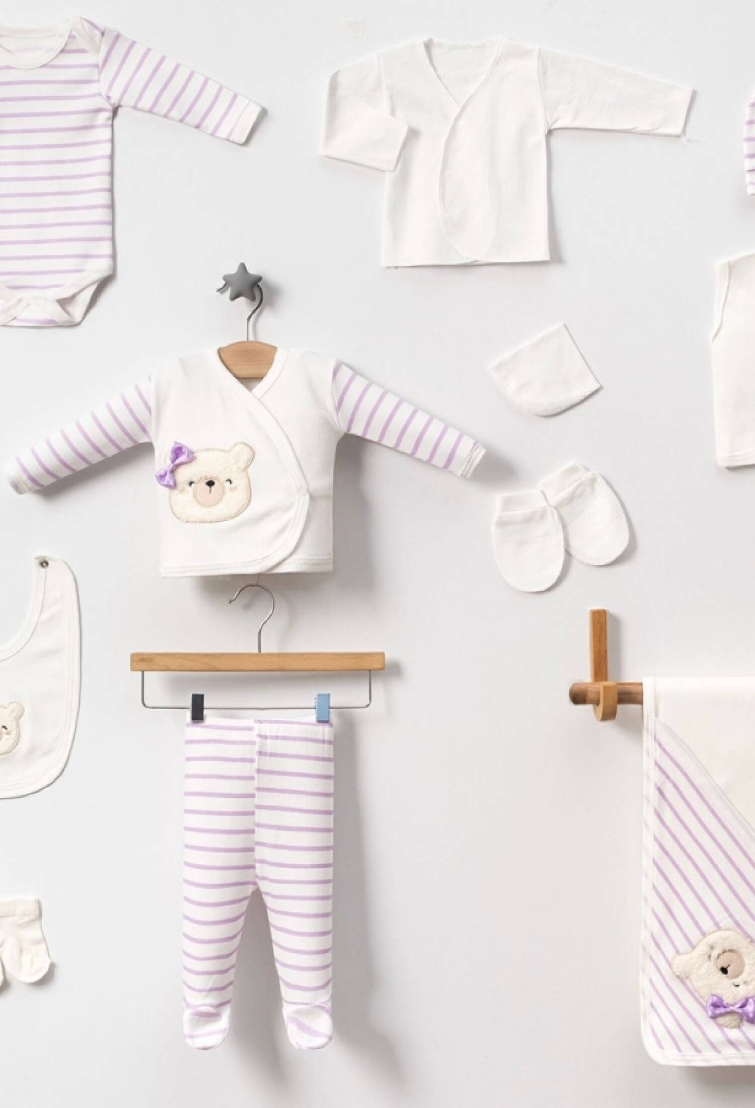 Ayıcık Nakışlı 10lu Kız Hastane Çıkışı Zıbın Set - Brand: BABY ZUHU - Kids & Bby Clothes From Peralane Kids Turkey