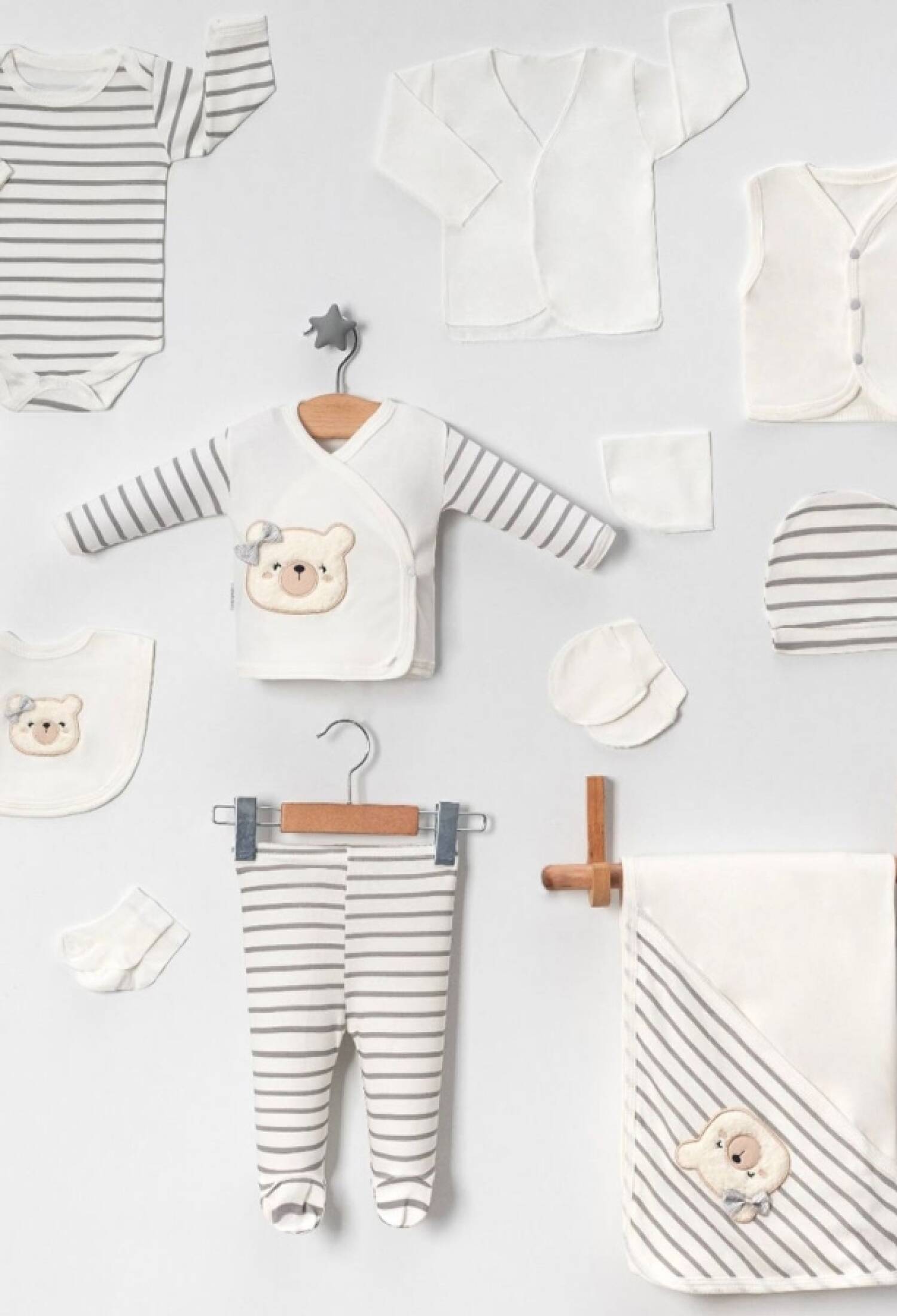 Ayıcık Nakışlı 10lu Kız Hastane Çıkışı Zıbın Set - Brand: BABY ZUHU - Kids & Bby Clothes From Peralane Kids Turkey