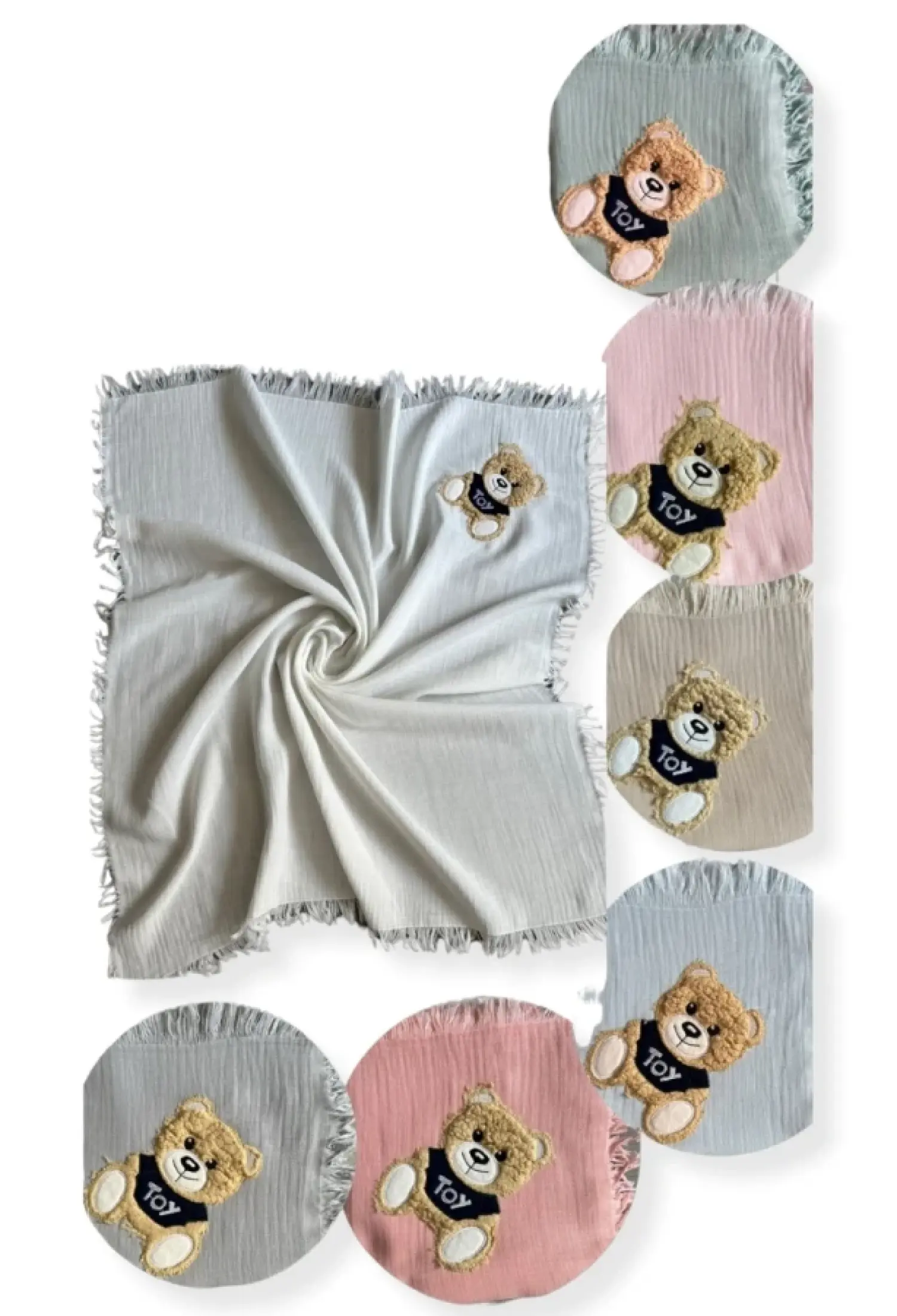 Ayıcık Nakışlı 2 Kat Müslin Battaniye - Brand: BEBLY - Kids & Bby Clothes From Peralane Kids Turkey