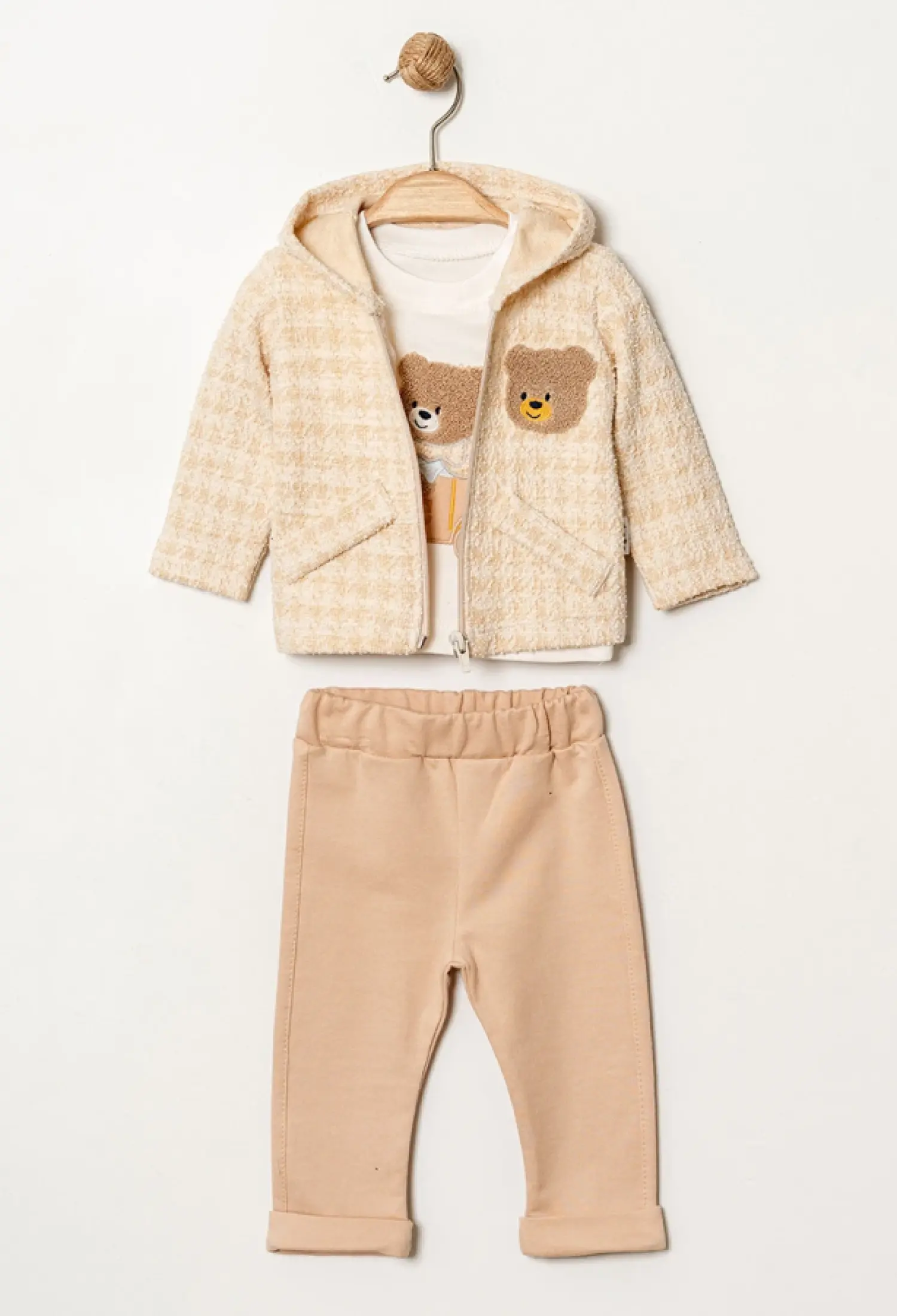 Ayıcık Nakışlı Üçlü Erkek Bebe Takım - Brand: ELCİ BABY - Kids & Bby Clothes From Peralane Kids Turkey