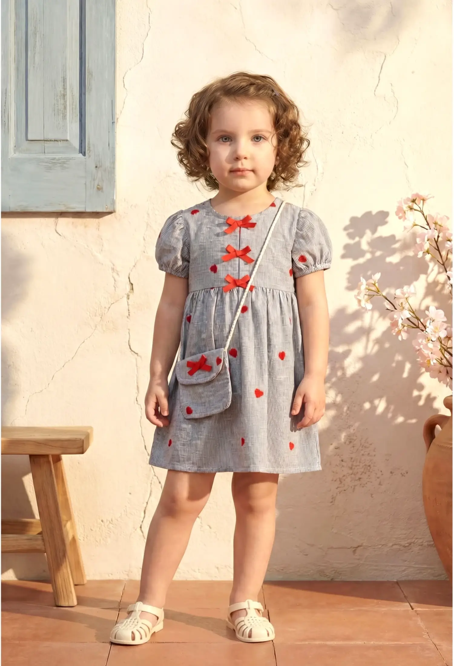 Baby Girl Bow Detail Dress with Bag (9 Months–3 Years) - 26133 - Brand: Miniloox - Kids & Bby Clothes From Peralane Kids Turkey