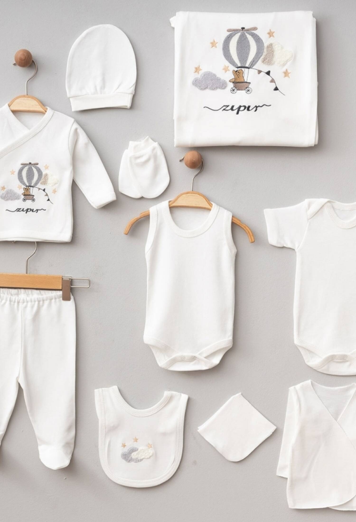 Balon Desenli Erkek Bebe 10lü Hastane Çıkışı Set - Brand: ZIPIR - Kids & Bby Clothes From Peralane Kids Turkey