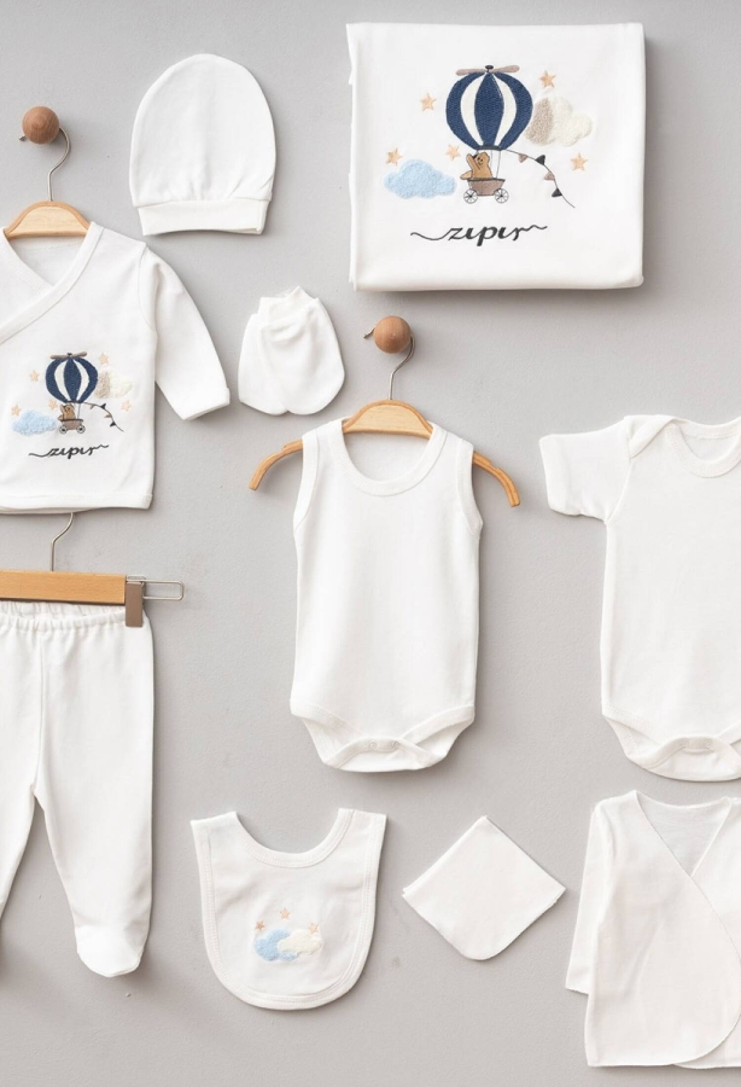 Balon Desenli Erkek Bebe 10lü Hastane Çıkışı Set - Brand: ZIPIR - Kids & Bby Clothes From Peralane Kids Turkey