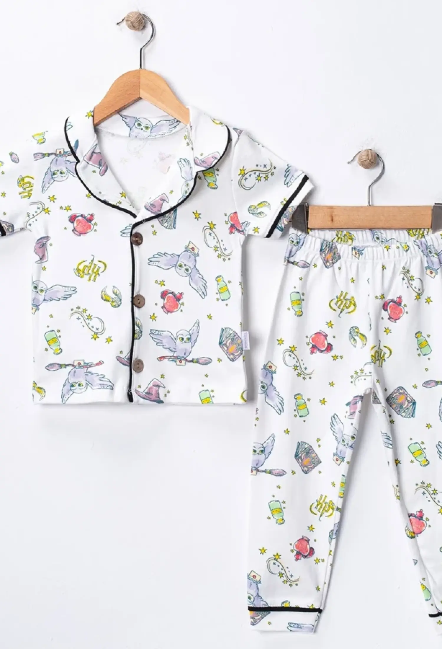 Baykuş Desenli Yakalı Düğmeli Kız Pijama Takım - Brand: SÜPERMİNİ - Kids & Bby Clothes From Peralane Kids Turkey