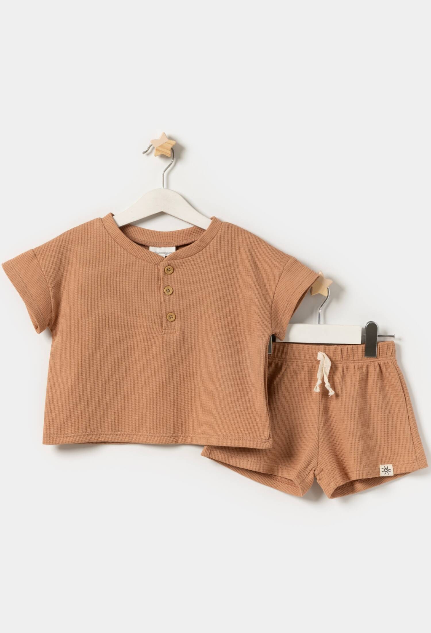 Buttoned Front Oversized Short Boy Two-Piece Set (2/3-6/7 Years) - 25210 - Brand: Miniloox - Kids & Bby Clothes From Peralane Kids Turkey