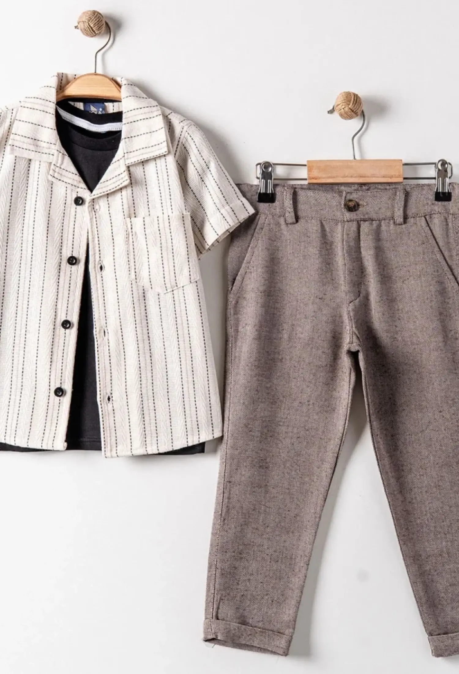 Cepli Çizgili Erkek Gömleki Üçlü Takım - Brand: BARKOD - Kids & Bby Clothes From Peralane Kids Turkey