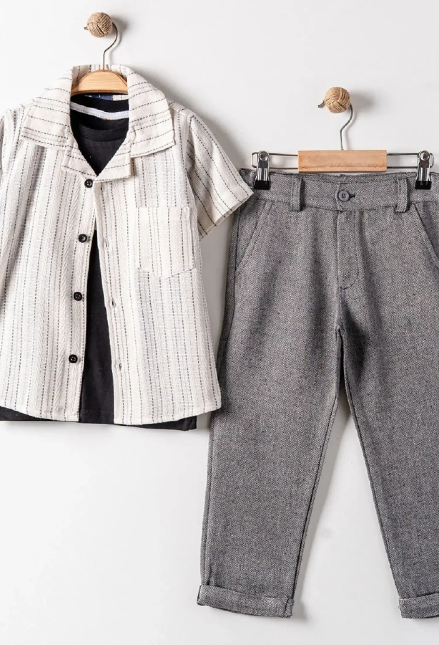 Cepli Çizgili Erkek Gömleki Üçlü Takım - Brand: BARKOD - Kids & Bby Clothes From Peralane Kids Turkey