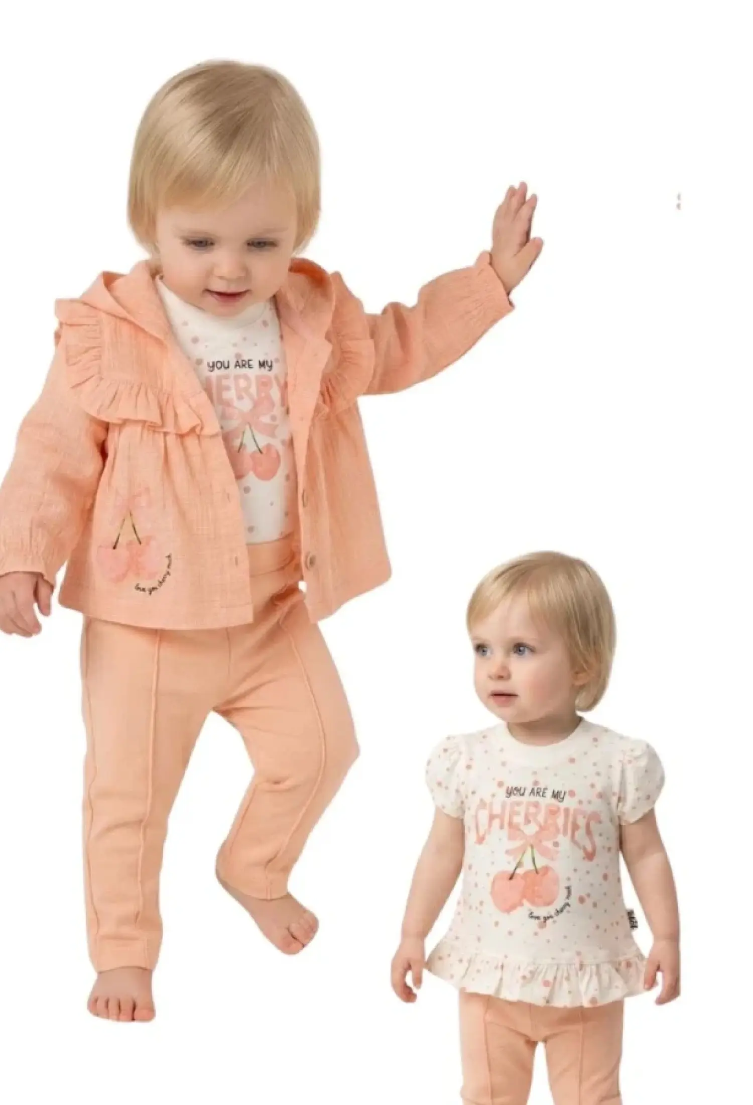 Cherries Baskılı Üçlü Kız Bebe Takım - Brand: ELCİ BABY - Kids & Bby Clothes From Peralane Kids Turkey