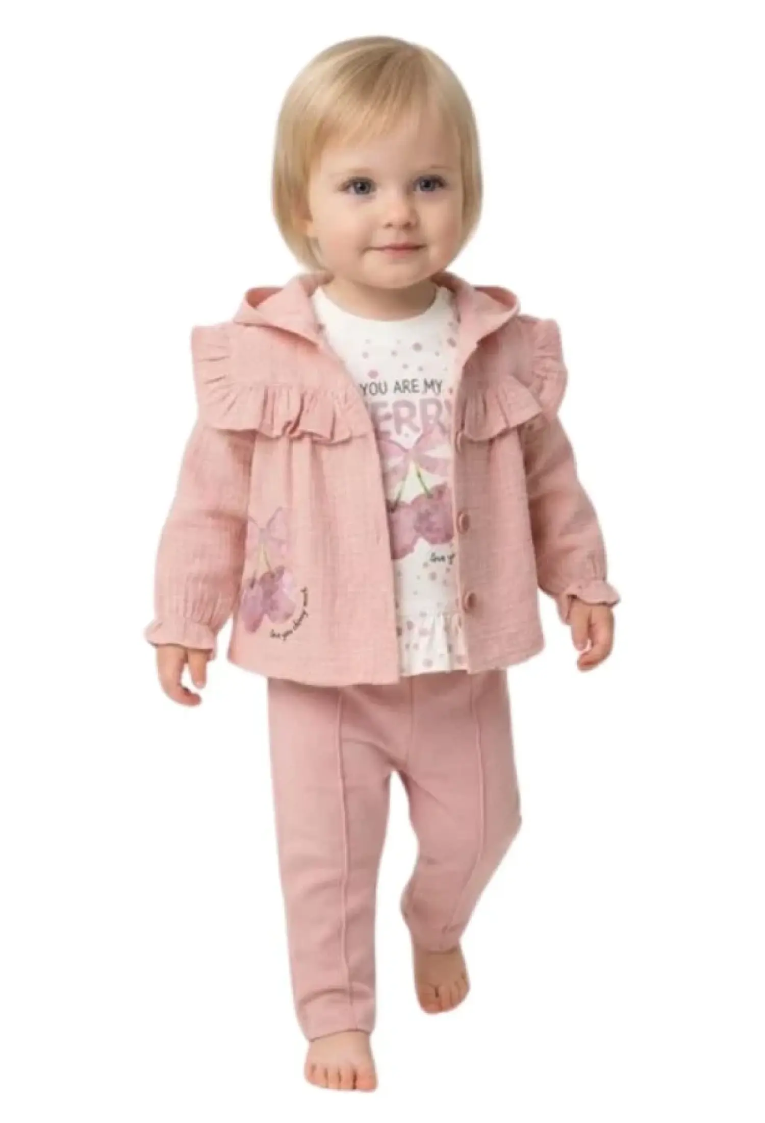 Cherries Baskılı Üçlü Kız Bebe Takım - Brand: ELCİ BABY - Kids & Bby Clothes From Peralane Kids Turkey