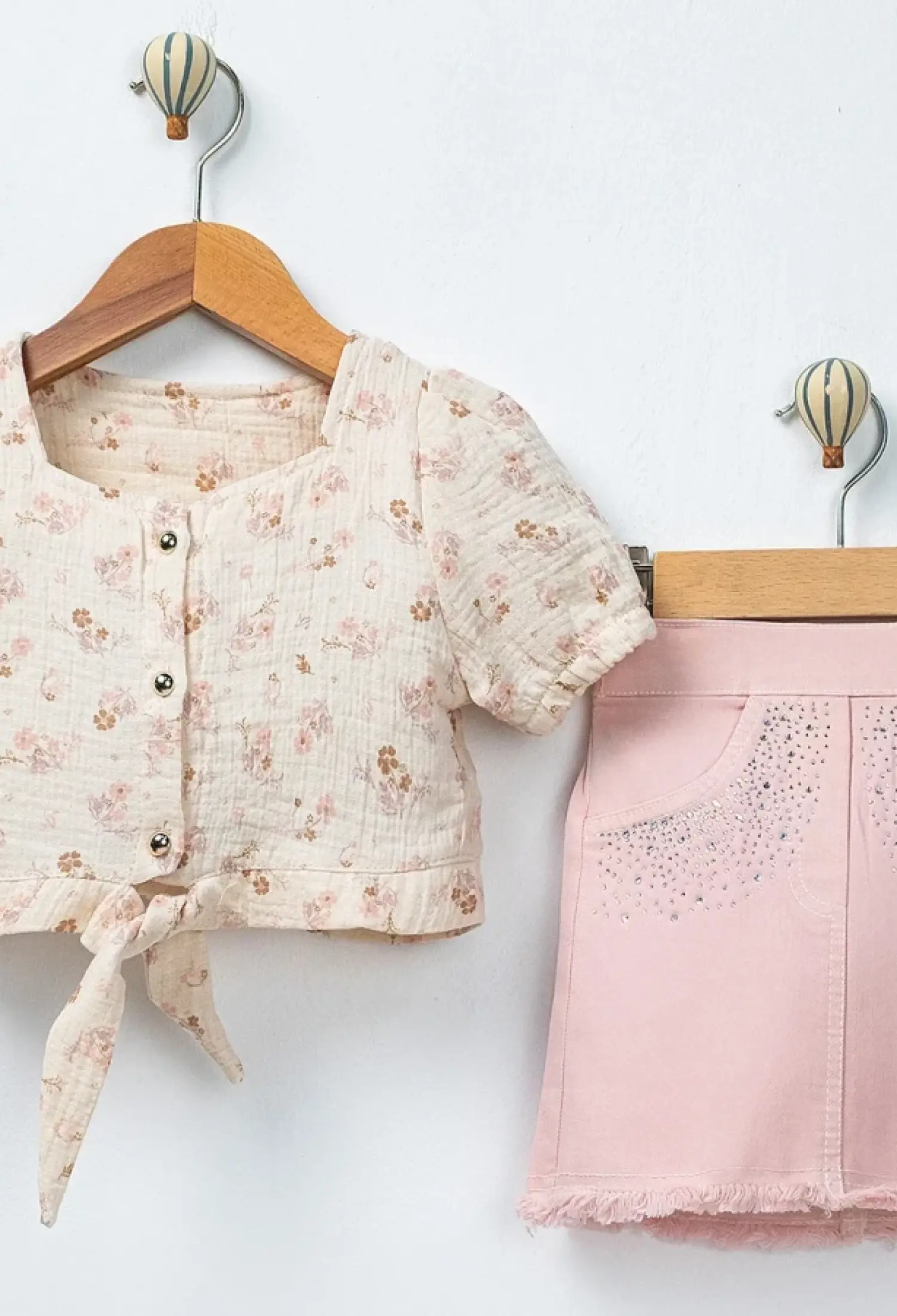 Floral Print Sequin Girl's Outfit