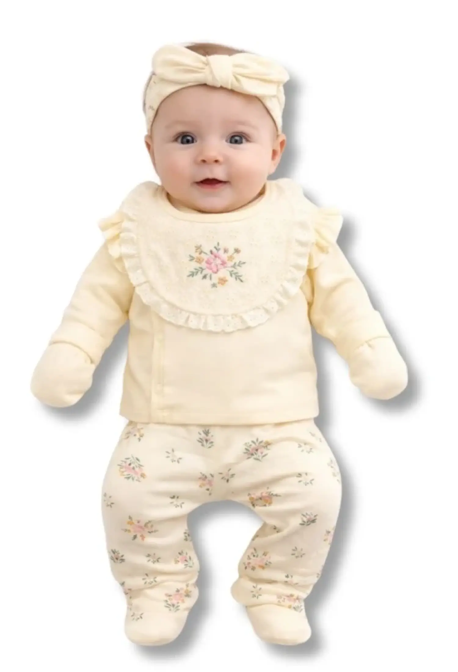 Çiçek Baskılı Yenidoğan Bebe 5li Set - Brand: VOVİDO - Kids & Bby Clothes From Peralane Kids Turkey