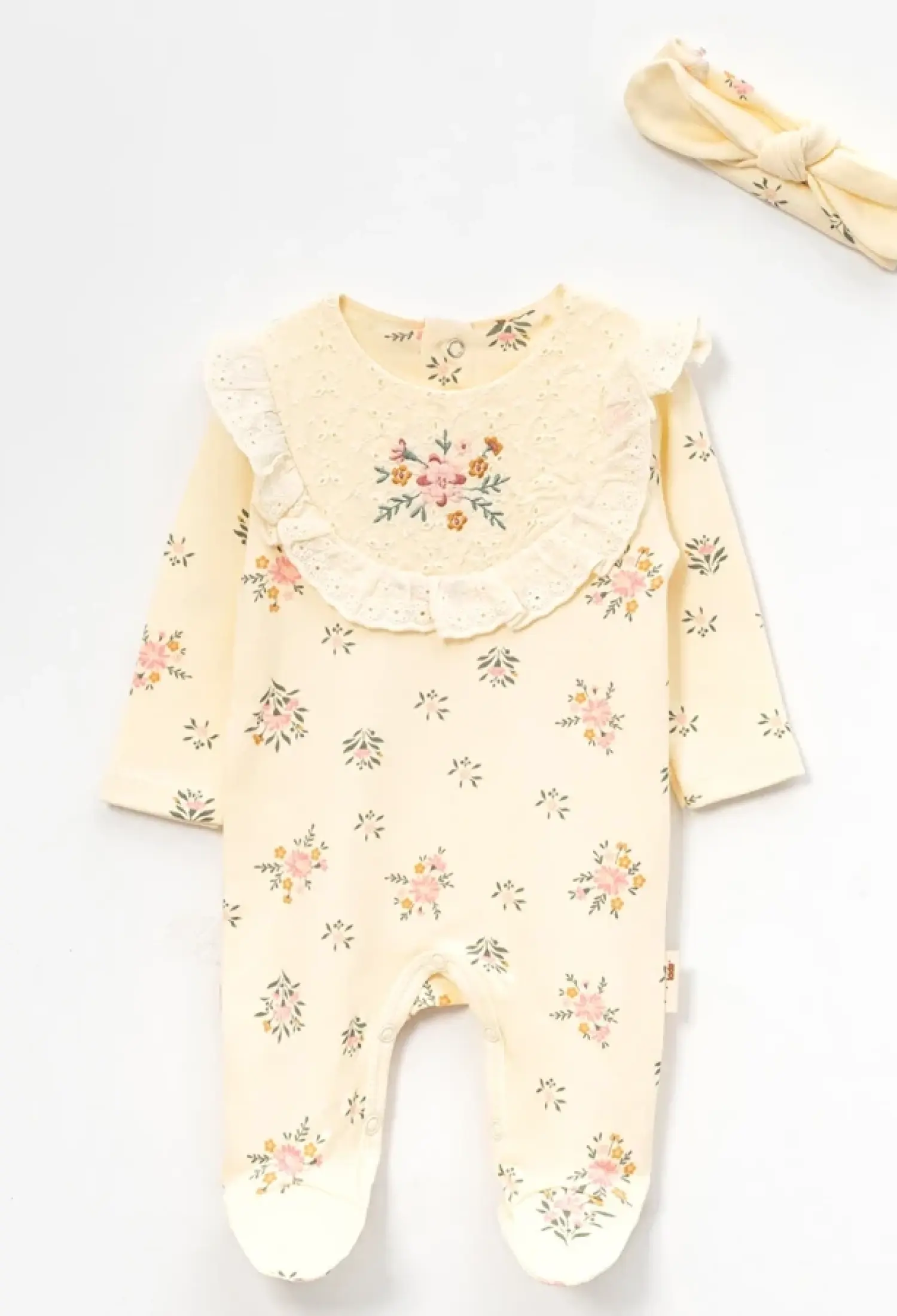 Çiçek Desenli Kız Bebe Tulum - Brand: VOVİDO - Kids & Bby Clothes From Peralane Kids Turkey