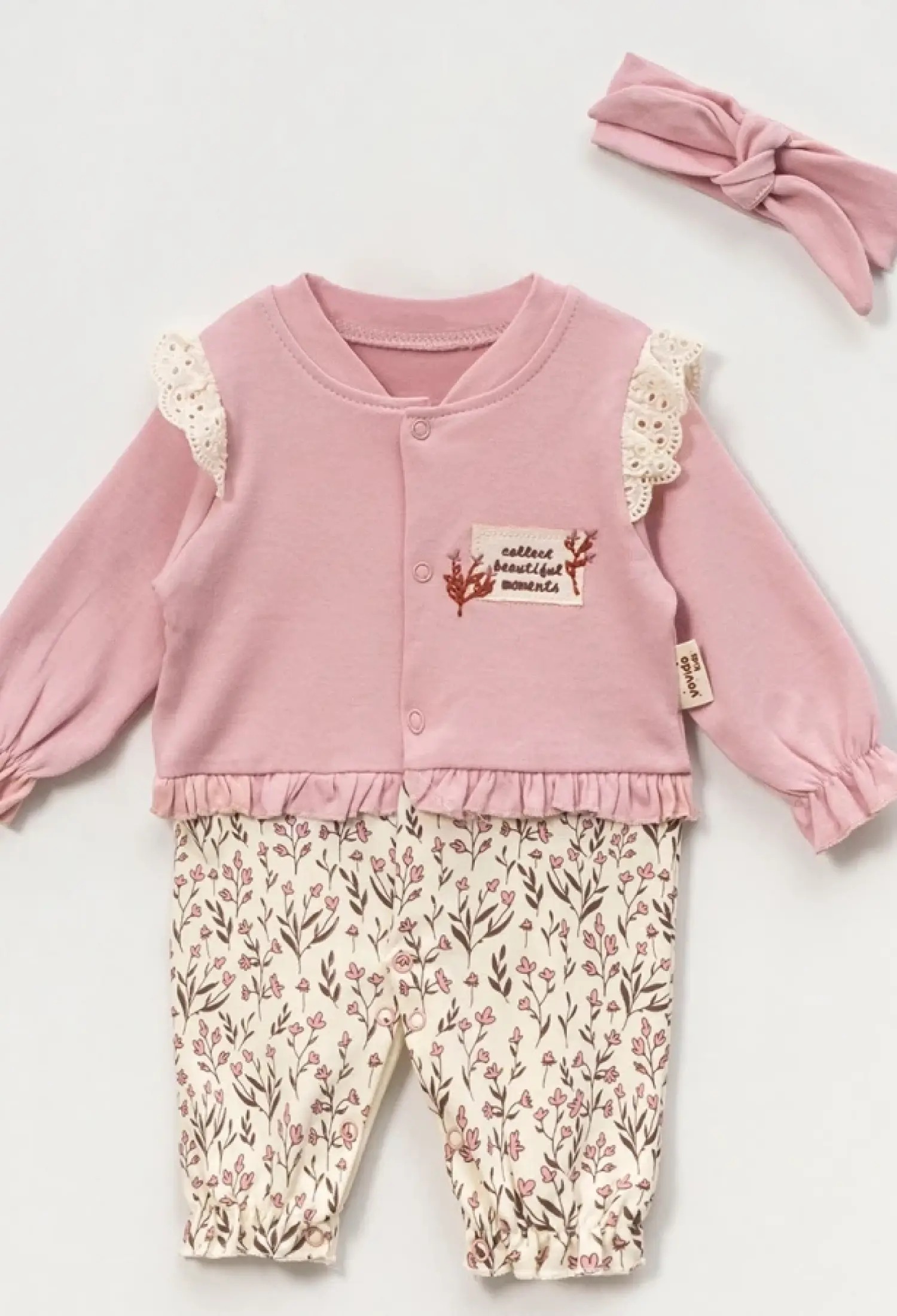 Çiçek Desenli Kız Bebe Tulum - Brand: VOVİDO - Kids & Bby Clothes From Peralane Kids Turkey