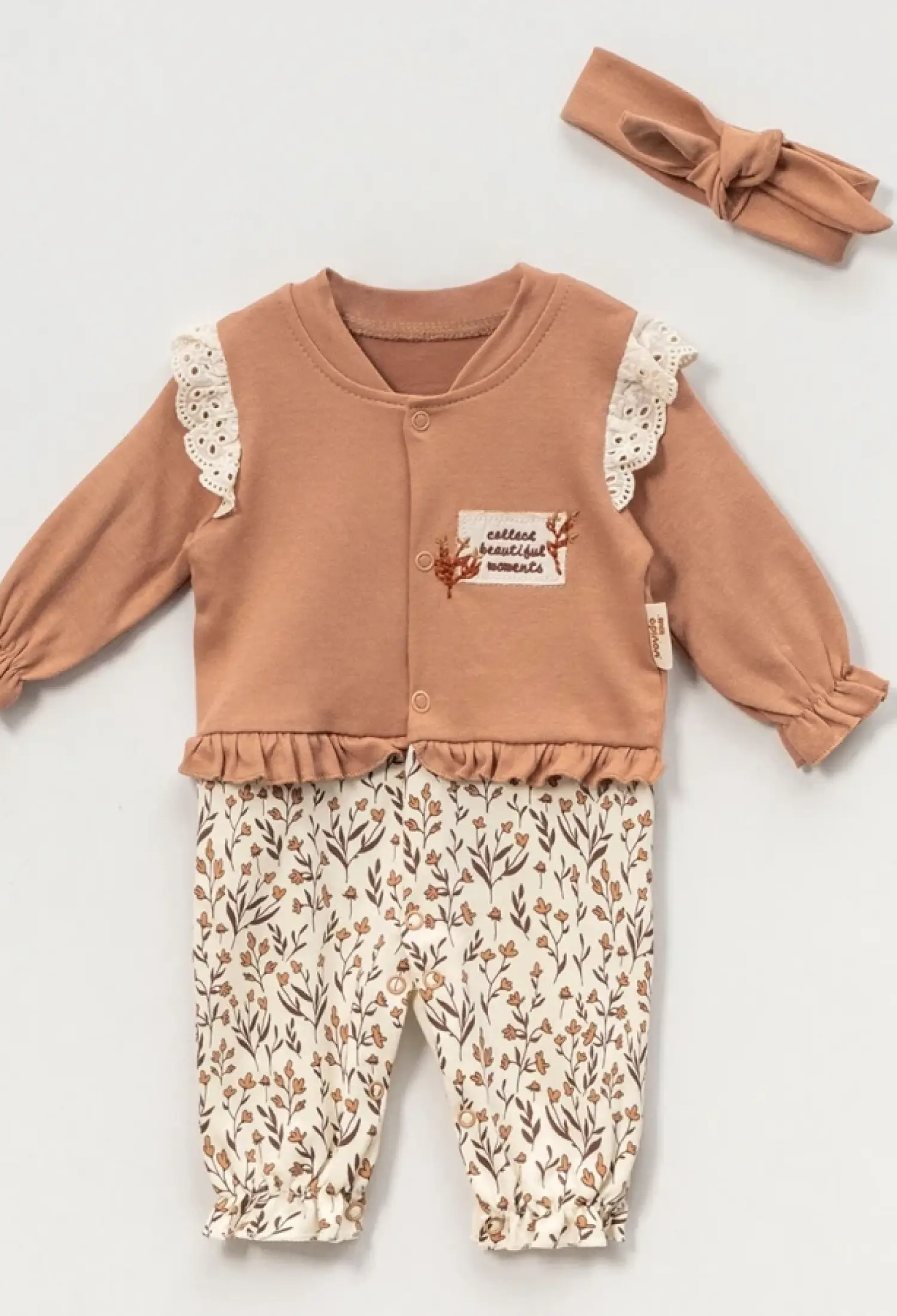Çiçek Desenli Kız Bebe Tulum - Brand: VOVİDO - Kids & Bby Clothes From Peralane Kids Turkey