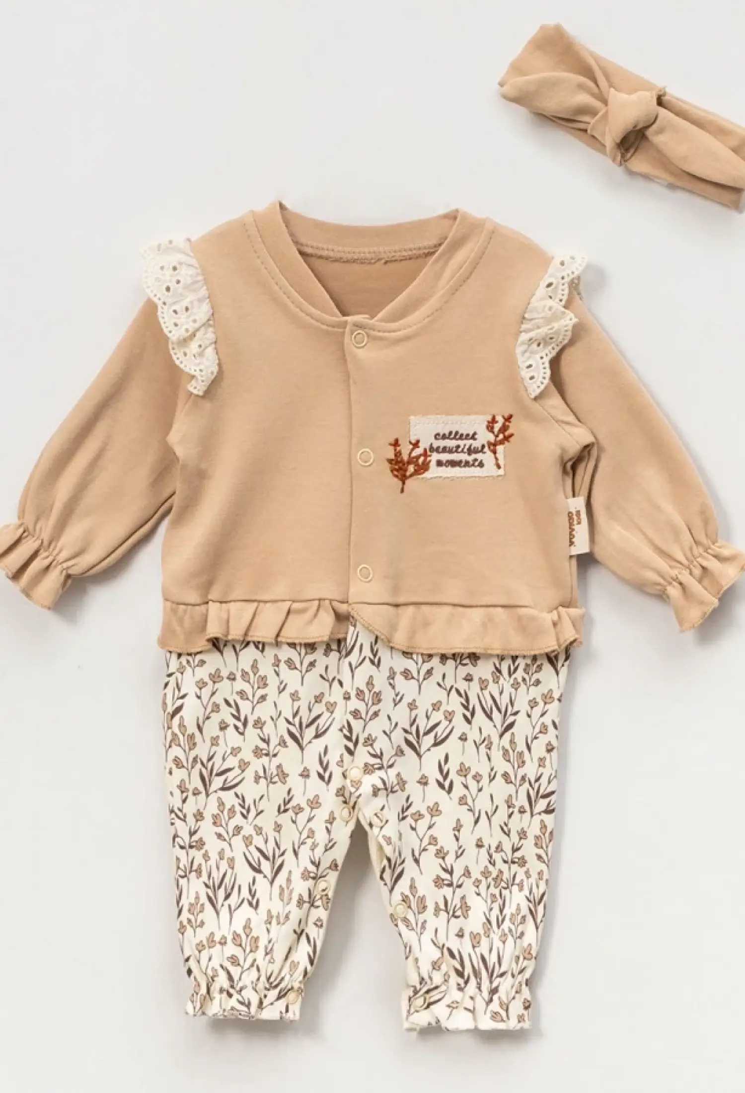 Çiçek Desenli Kız Bebe Tulum - Brand: VOVİDO - Kids & Bby Clothes From Peralane Kids Turkey