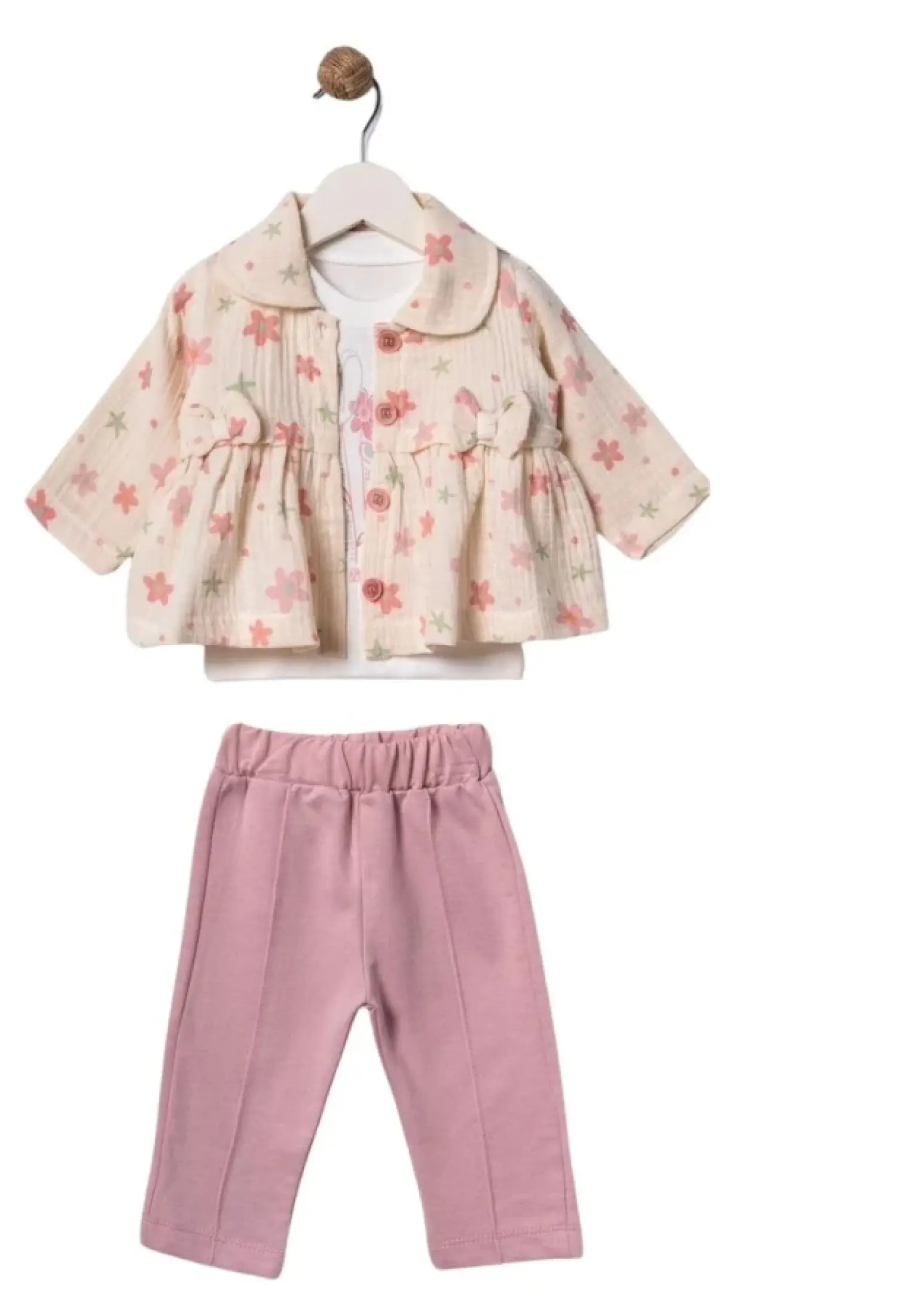 Çiçek Desenli Müslin Kız Bebe Takım - Brand: ELCİ BABY - Kids & Bby Clothes From Peralane Kids Turkey