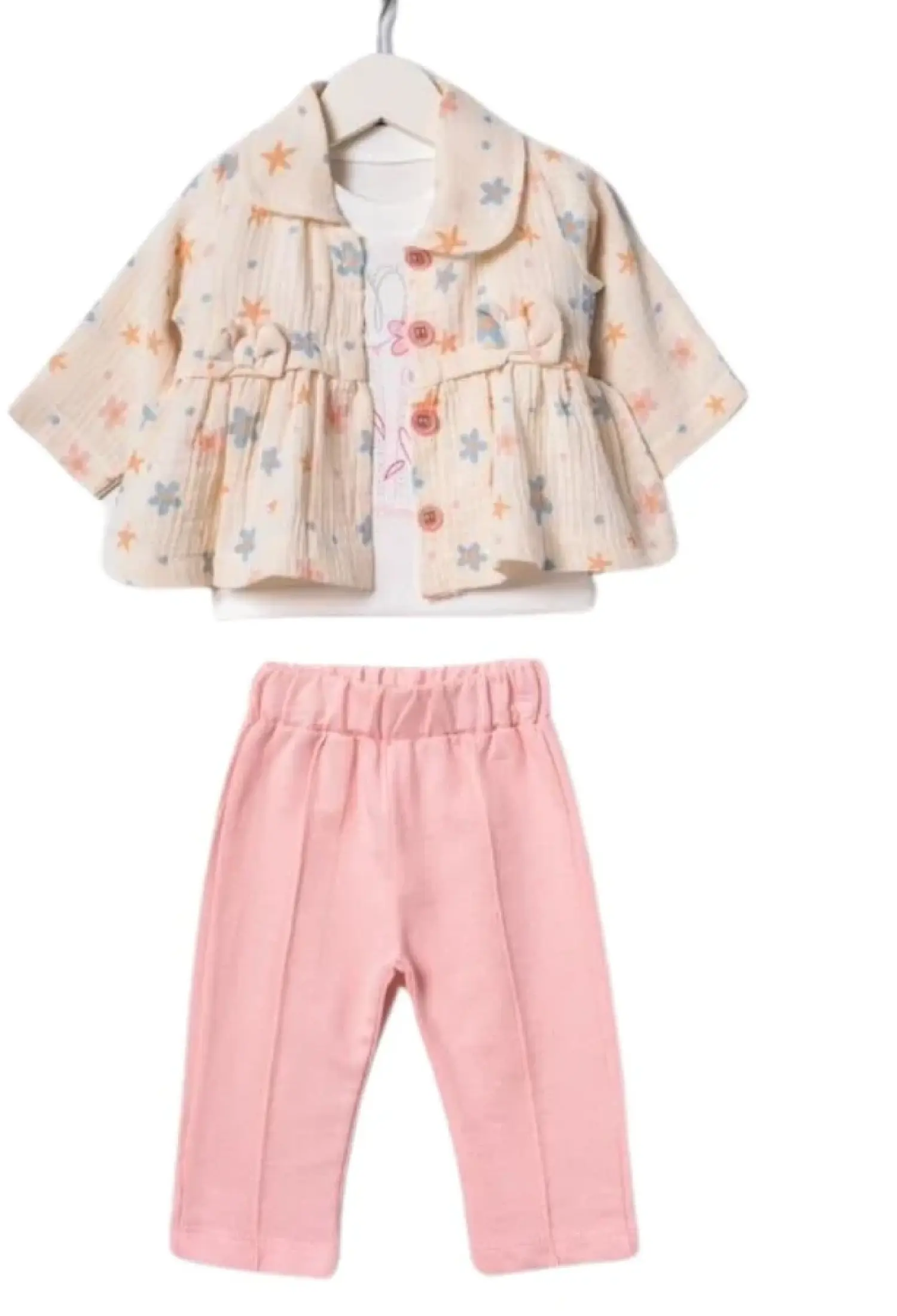 Çiçek Desenli Müslin Kız Bebe Takım - Brand: ELCİ BABY - Kids & Bby Clothes From Peralane Kids Turkey