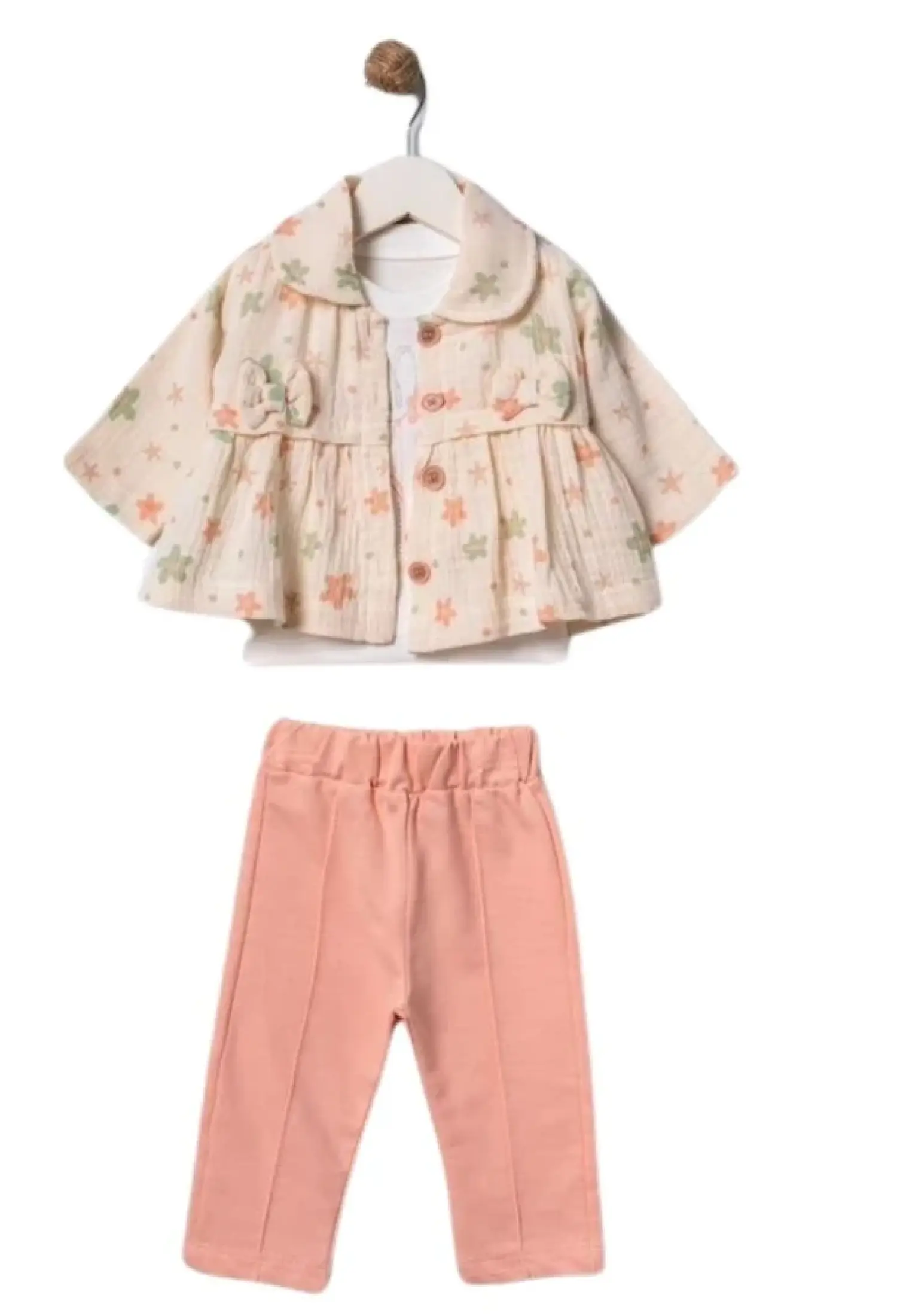 Çiçek Desenli Müslin Kız Bebe Takım - Brand: ELCİ BABY - Kids & Bby Clothes From Peralane Kids Turkey