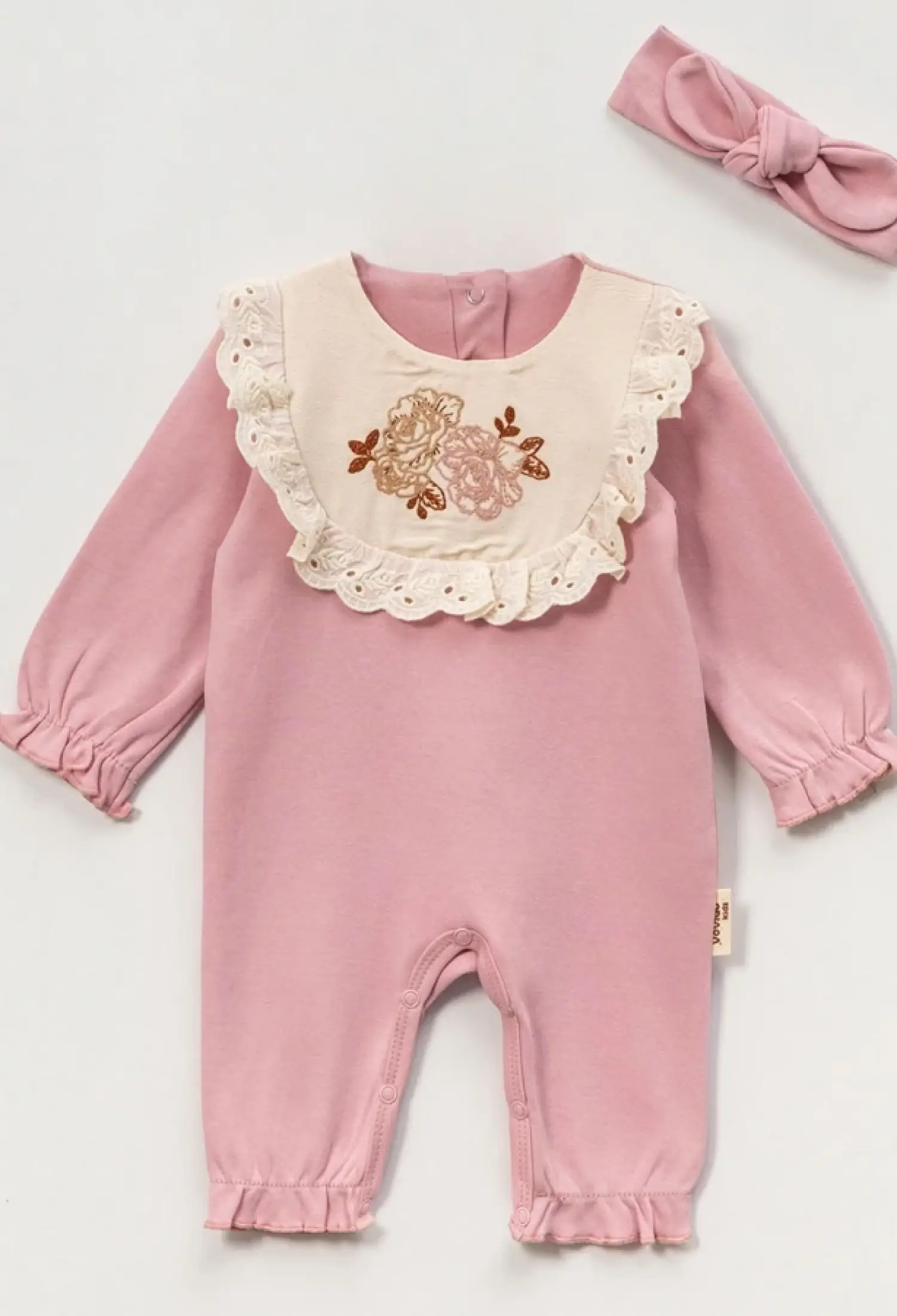 Baby Girl Romper with Flower Embroidery