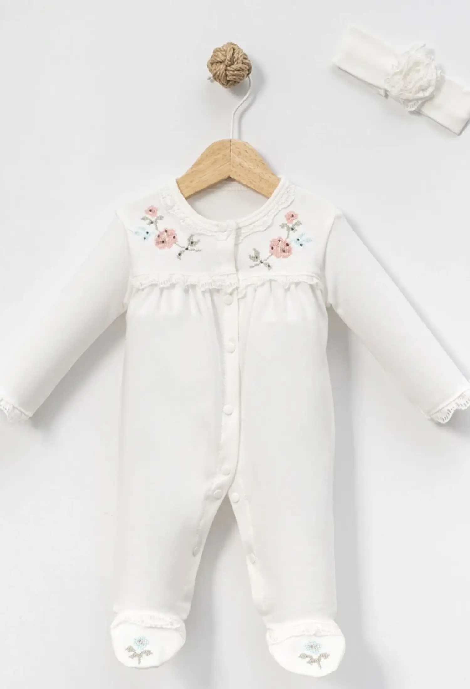 Çiçek Nakışlı Patikli Kız Bebe Tulum - Brand: BEBLY - Kids & Bby Clothes From Peralane Kids Turkey
