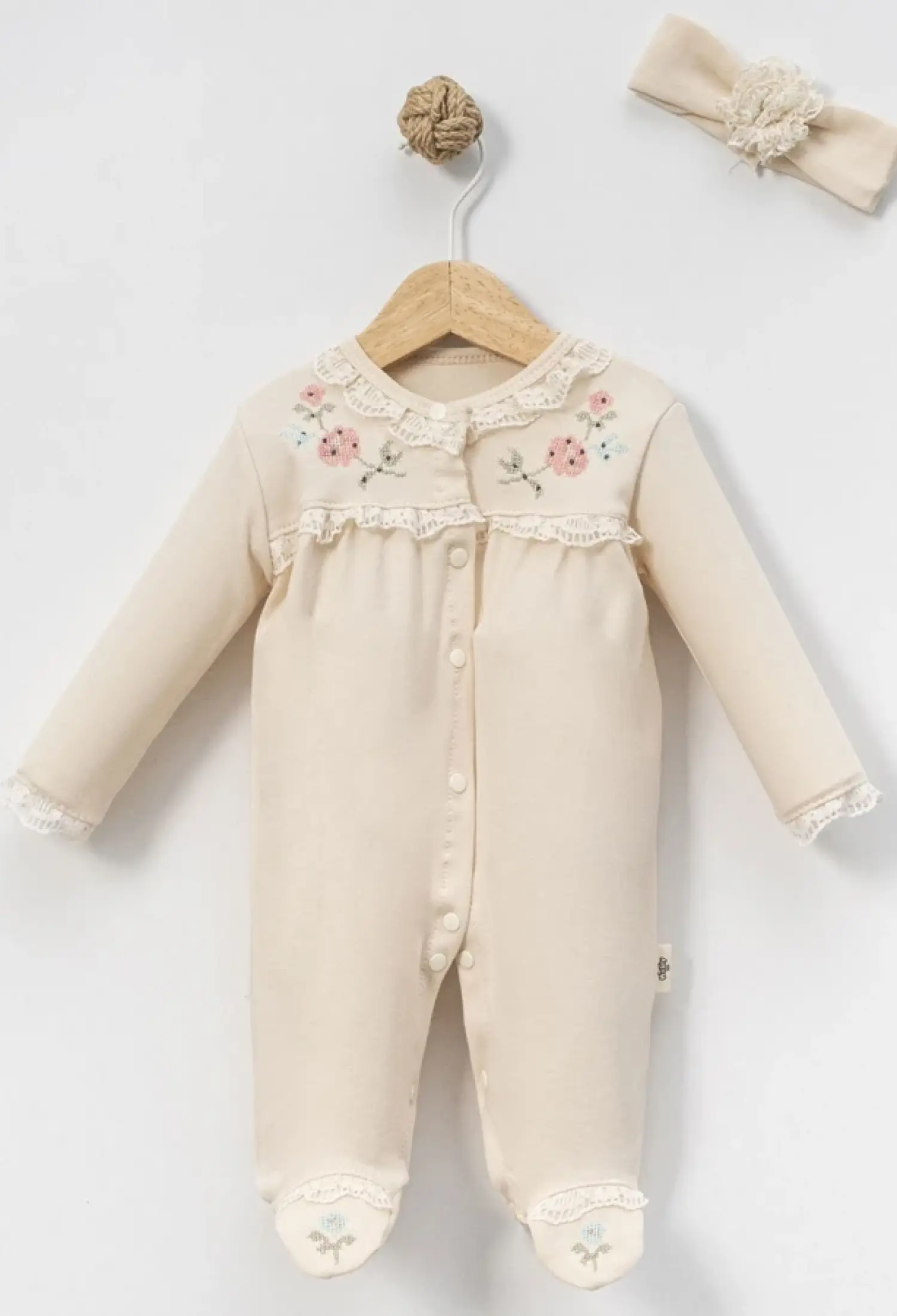 Çiçek Nakışlı Patikli Kız Bebe Tulum - Brand: BEBLY - Kids & Bby Clothes From Peralane Kids Turkey