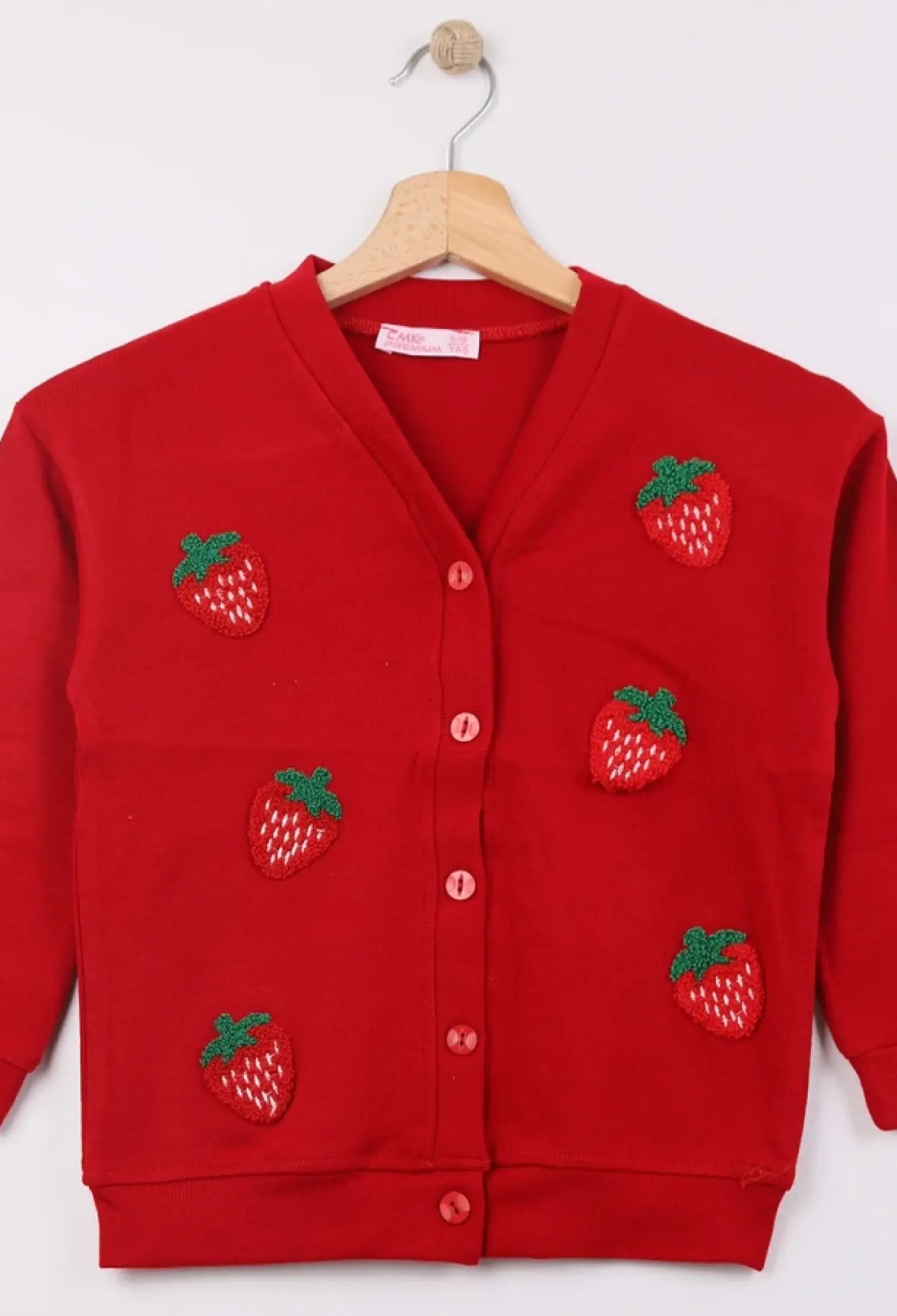 Çilek Nakışlı Triko Kız Hırka - Brand: CMK - Kids & Bby Clothes From Peralane Kids Turkey