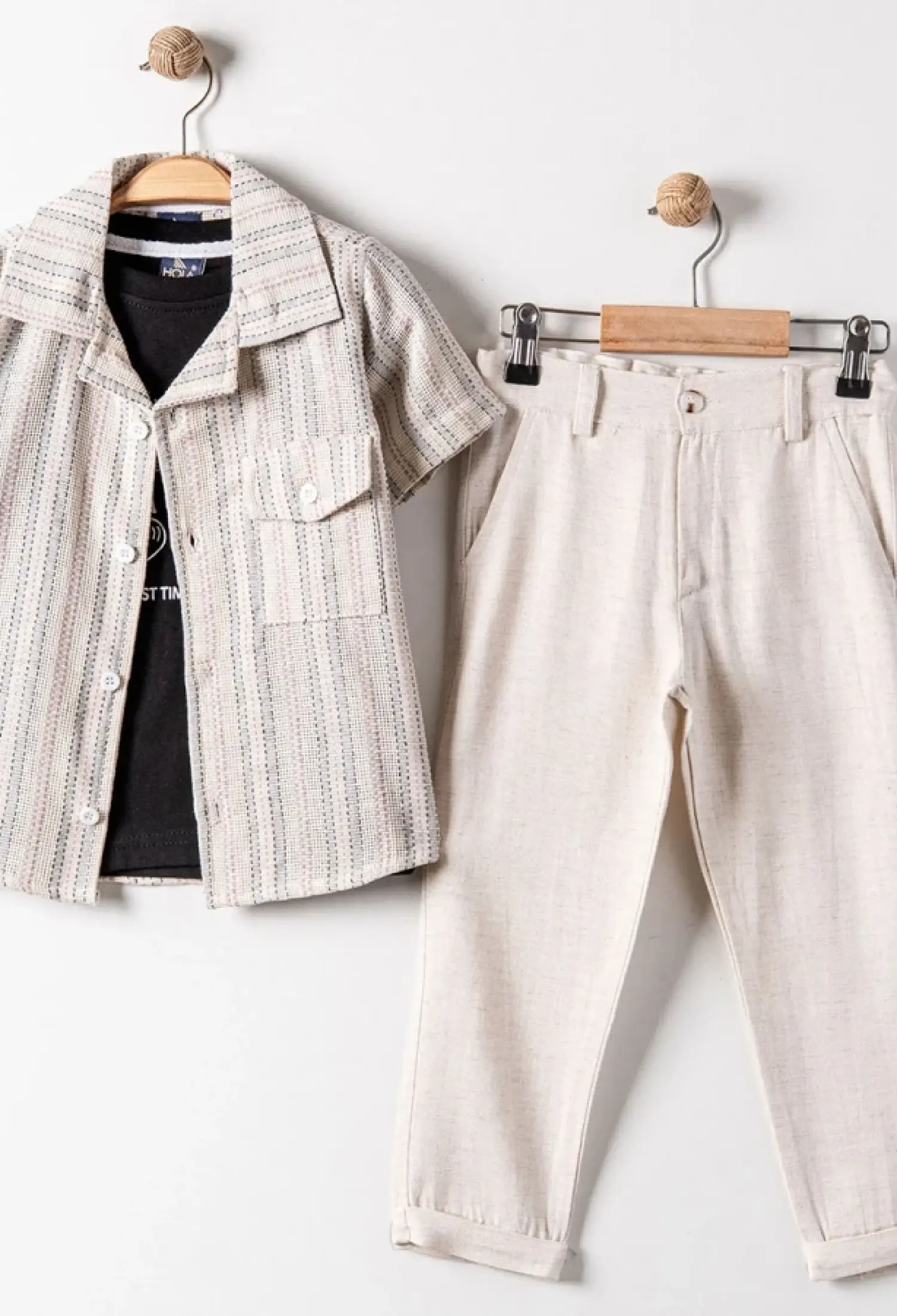 Çizgili Gömlekli Üçlü Erkek Takım - Brand: BARKOD - Kids & Bby Clothes From Peralane Kids Turkey