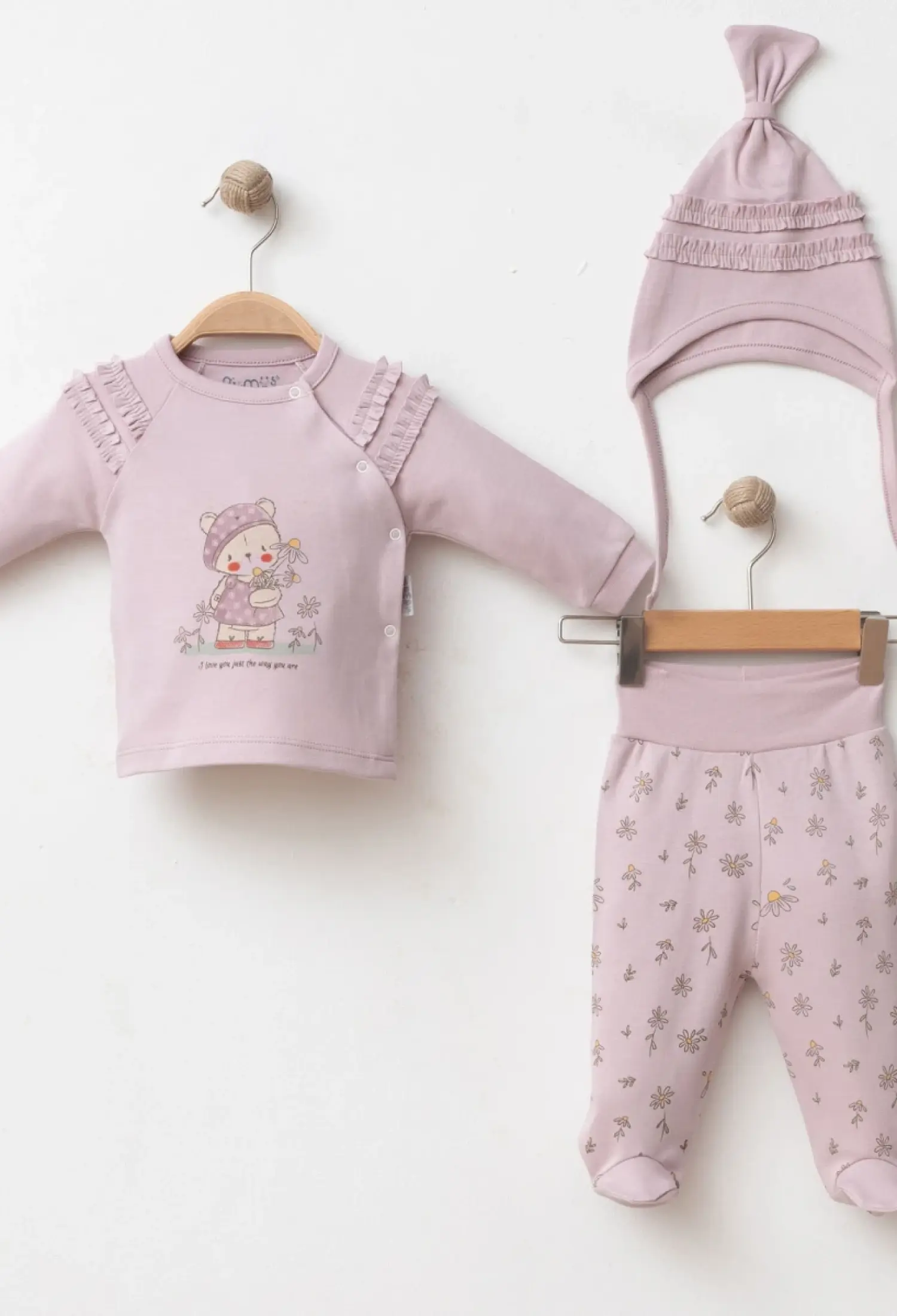 Daisy Bear 3 Piece Set - 5018 - Brand: Gümüş Baby - Kids & Bby Clothes From Peralane Kids Turkey