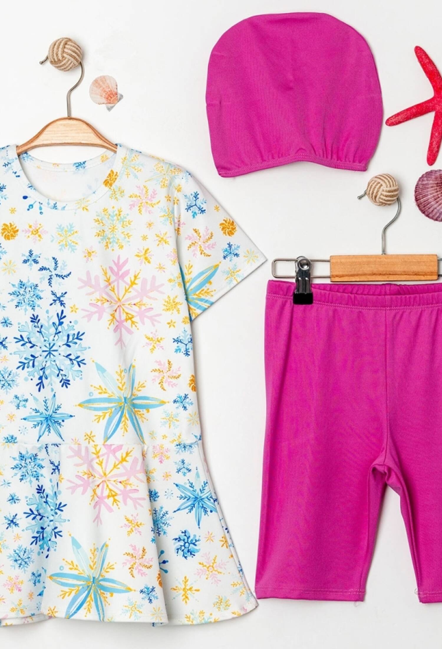 Desenli Boneli Üçlü Haşema Tesettür Mayo Takım 13 YAŞ - Brand: LYRA KİDS - Kids & Bby Clothes From Peralane Kids Turkey