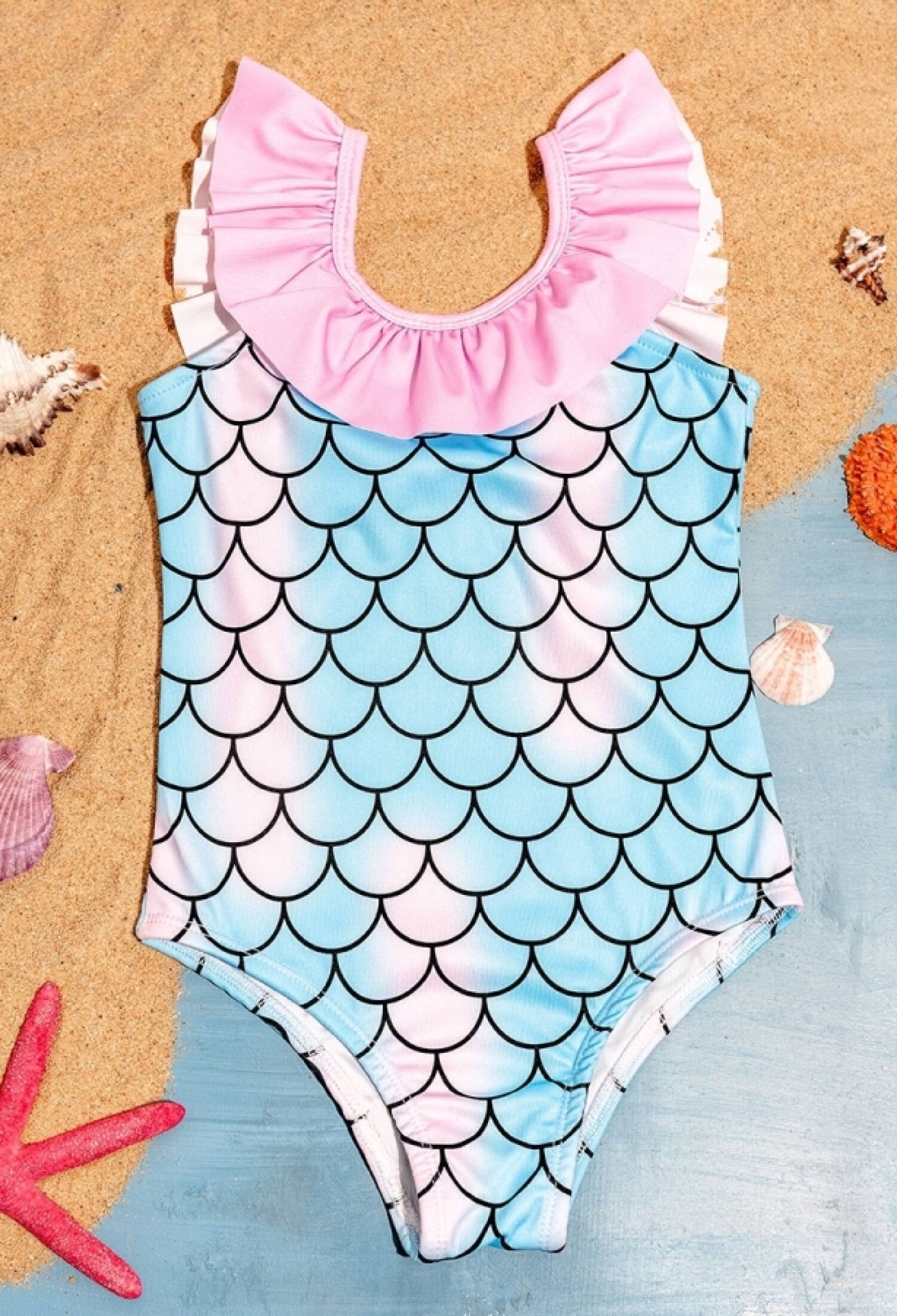 Desenli Fırfırlı Kız Mayo - Brand: LYRA KİDS - Kids & Bby Clothes From Peralane Kids Turkey