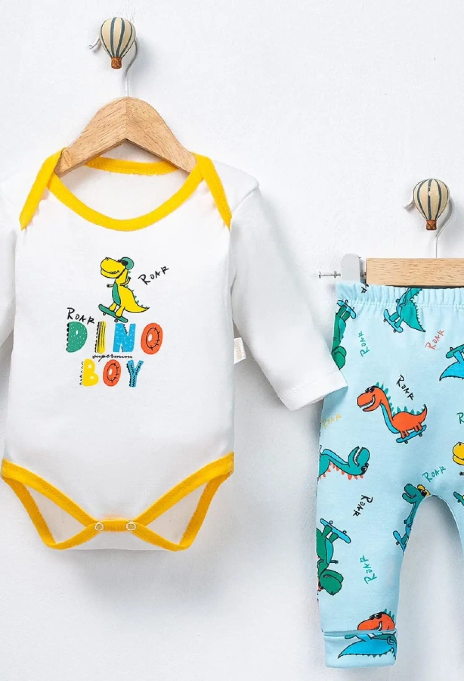 Dino Baskılı Erkek Bebe Takım - Brand: SÜPERMİNİ - Kids & Bby Clothes From Peralane Kids Turkey