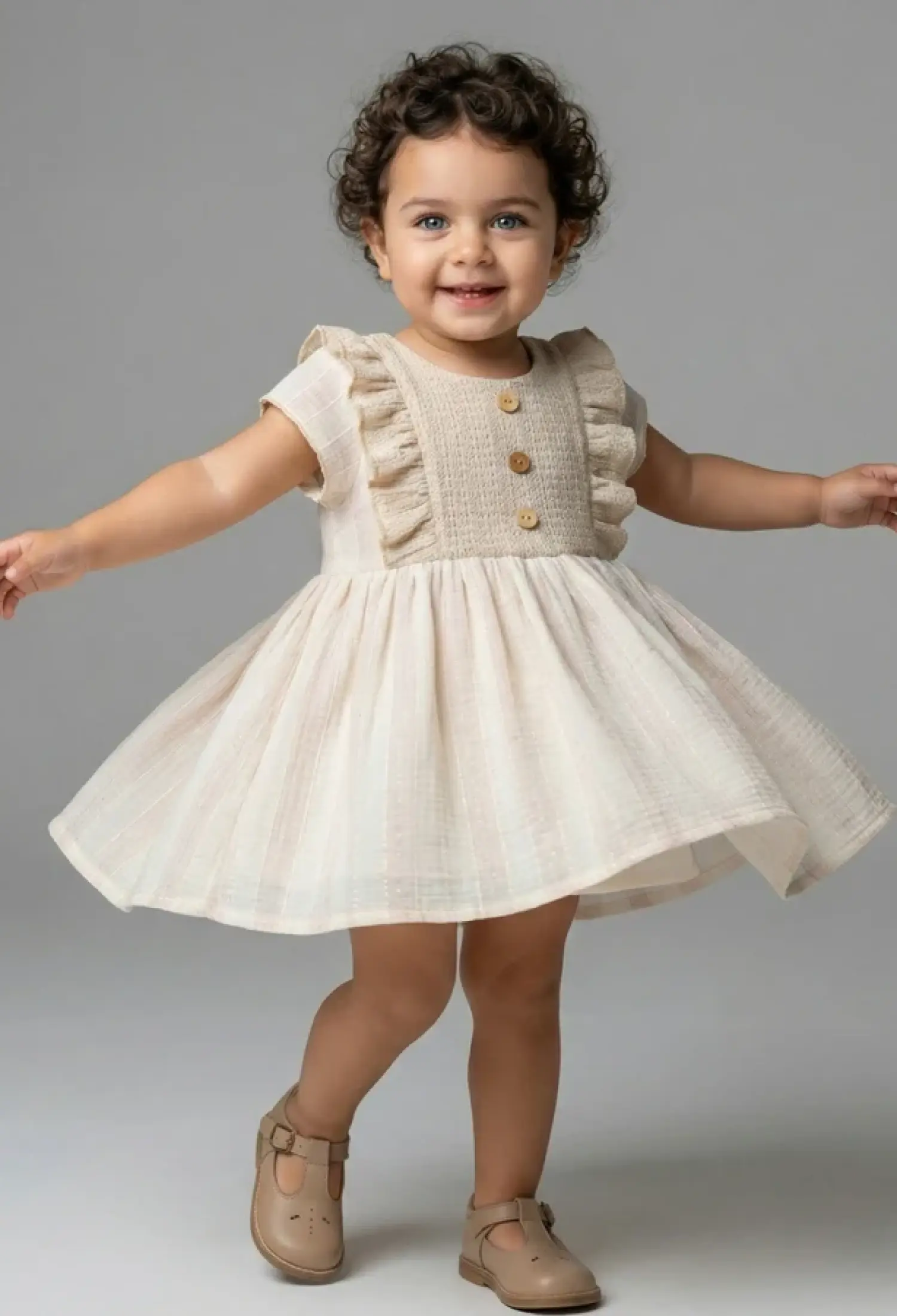 Düğmeli Kız Bebe Takım - Brand: BEBLY - Kids & Bby Clothes From Peralane Kids Turkey