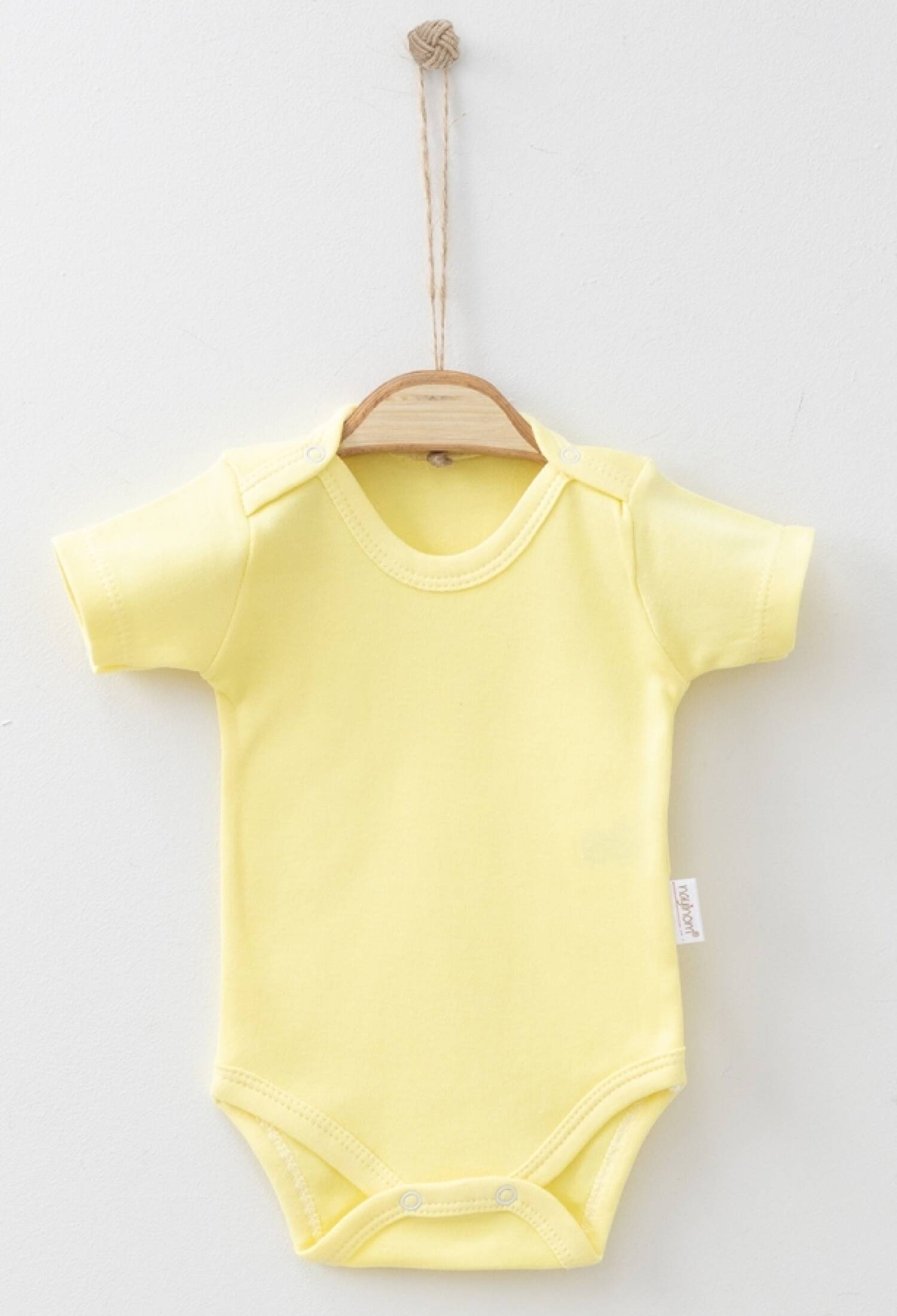 Plain Short-Sleeved Unisex Snap-Button Bodysuit
