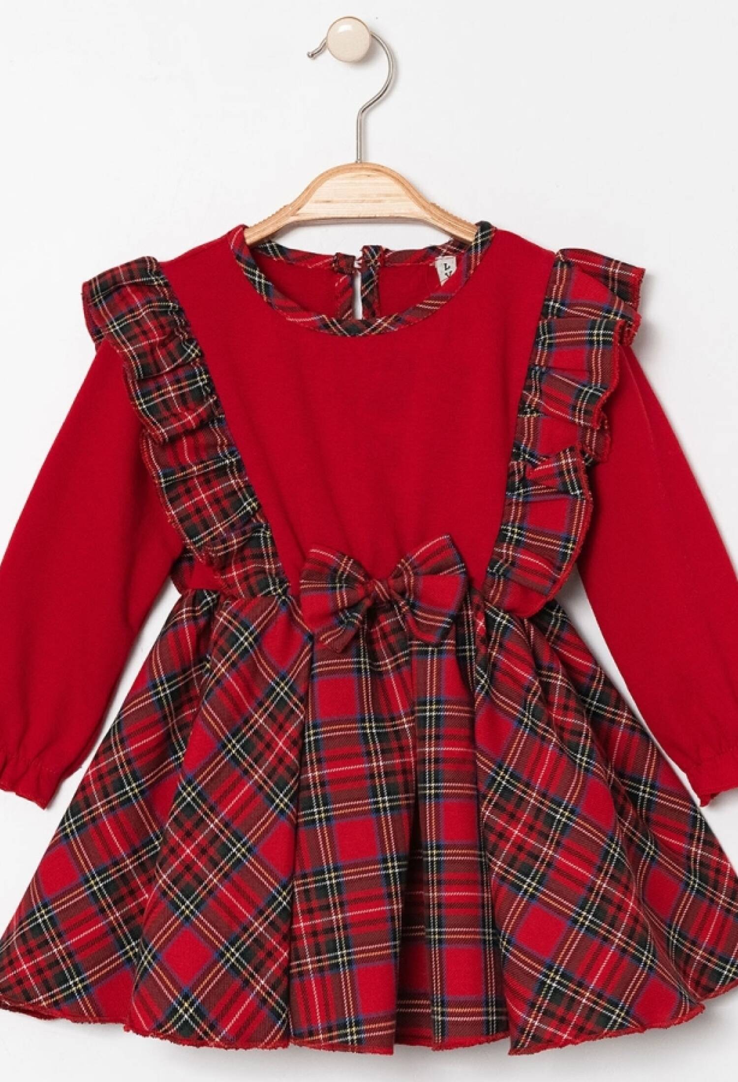 Ekose Desenli Noel Yılbaşı Bebe Elbise 2 İp Şardonlu - Brand: LYRA KİDS - Kids & Bby Clothes From Peralane Kids Turkey