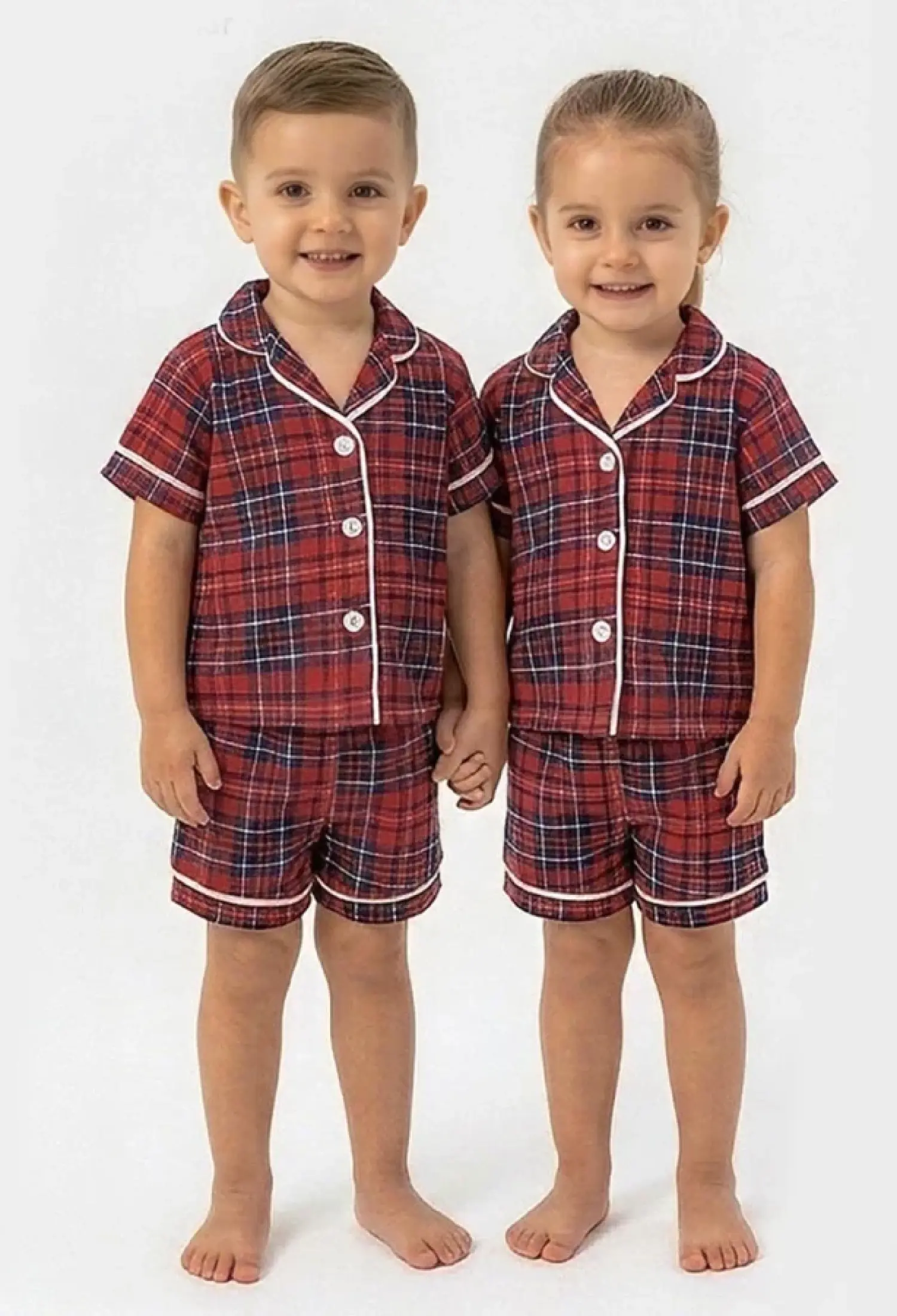 Ekose Desenli Yakalı Düğmeli Unisex Pijama Takım - Brand: DOLAŞ - Kids & Bby Clothes From Peralane Kids Turkey