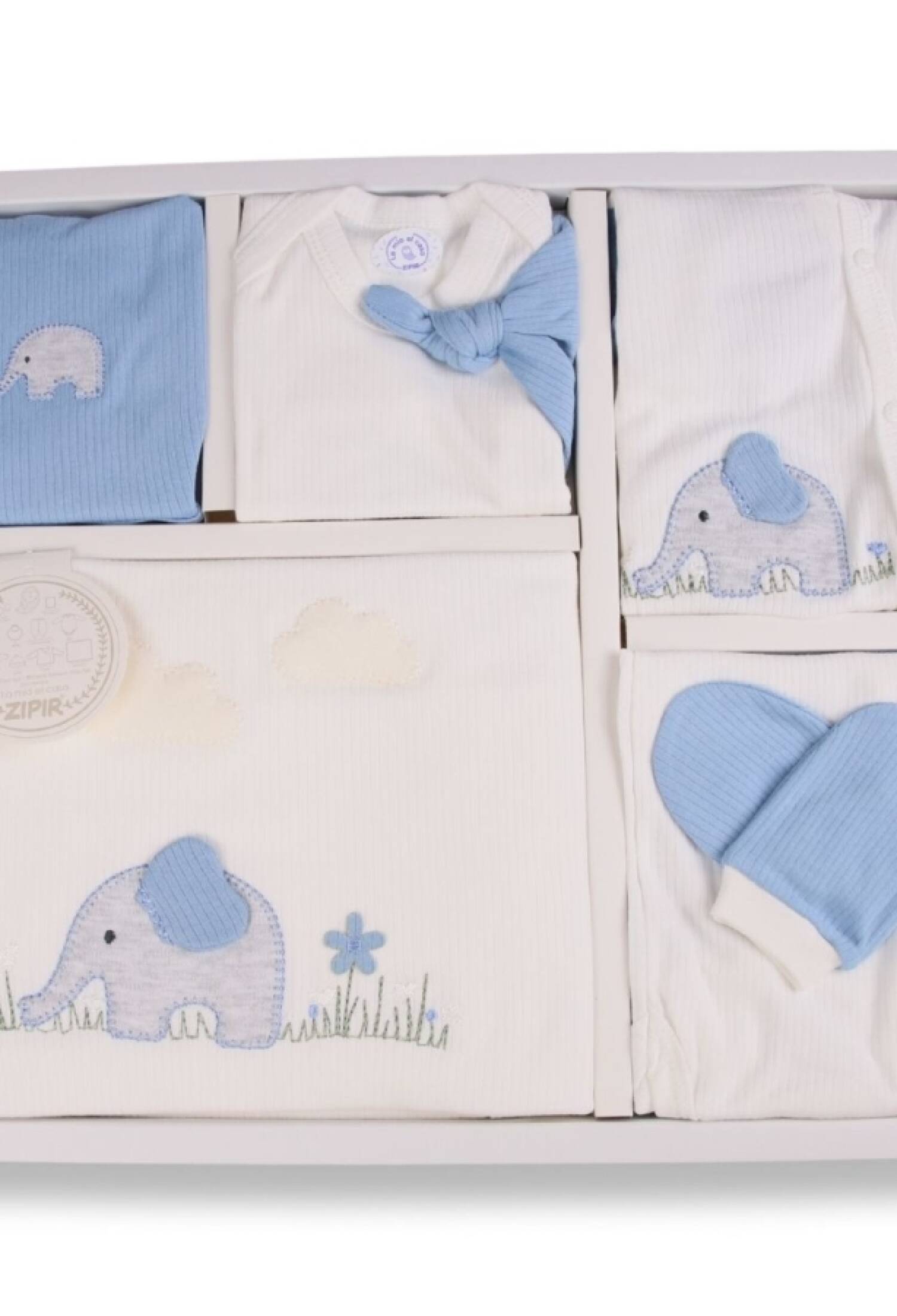 Fil Nakışlı Erkek Bebe Hastane Çıkışı 10lü Set - Brand: ZIPIR - Kids & Bby Clothes From Peralane Kids Turkey