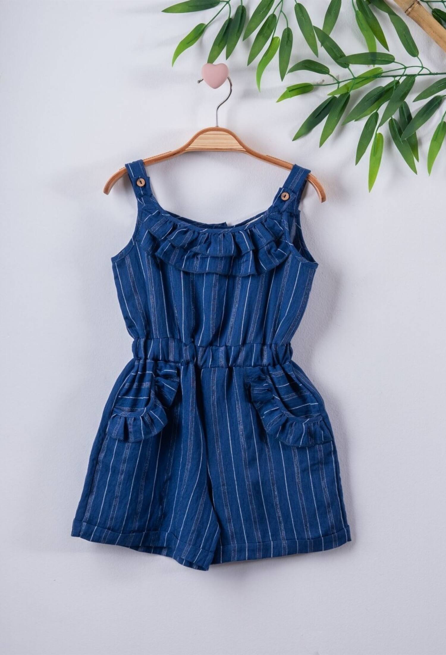 Girls' Striped Ruffle Trimmed Romper
