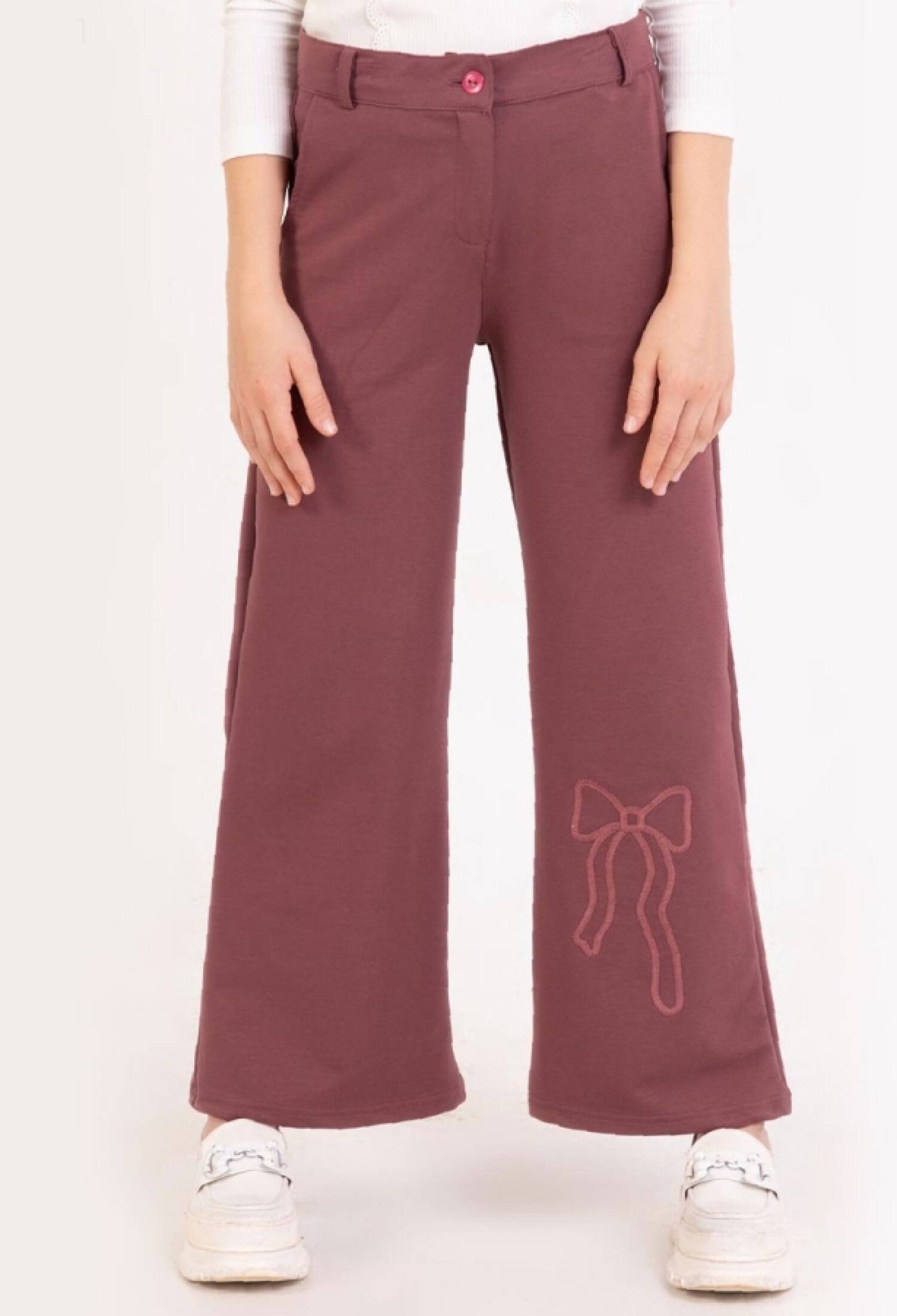 Girls' Pants with Bow Print