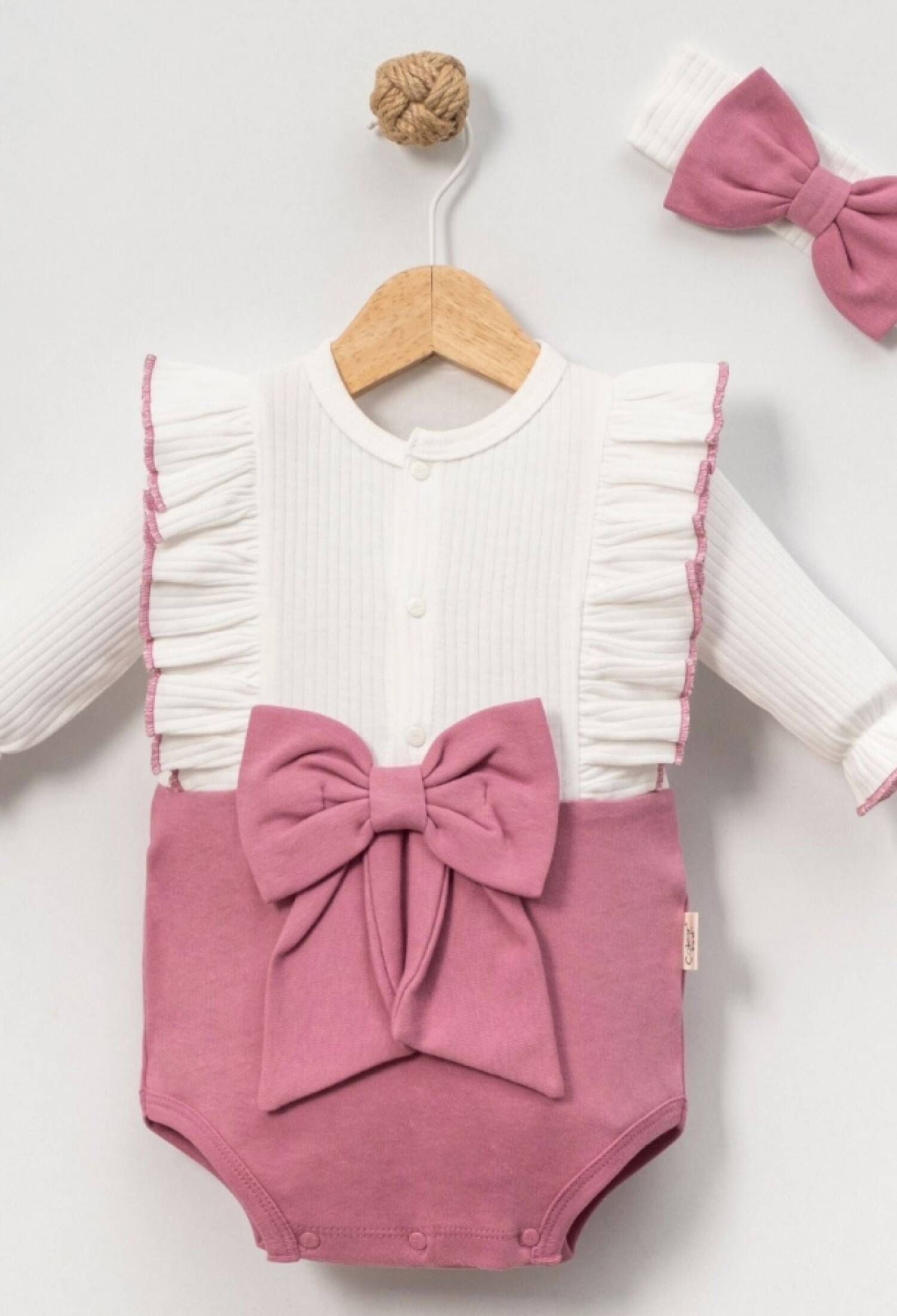 Baby Girl Snap Bodysuit with Bow Detail
