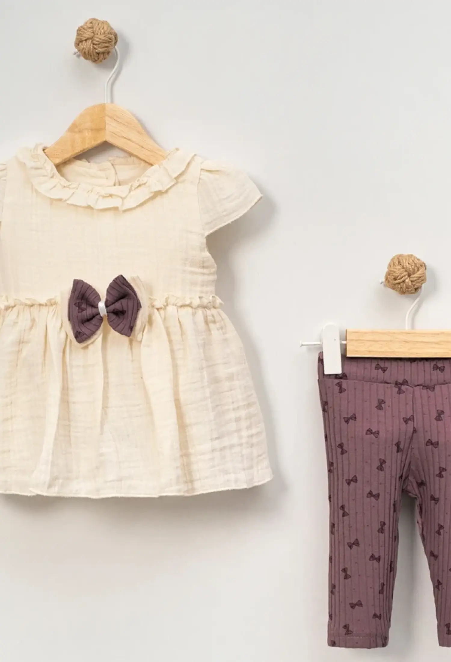 Baby Girl Set with Bow Embroidery