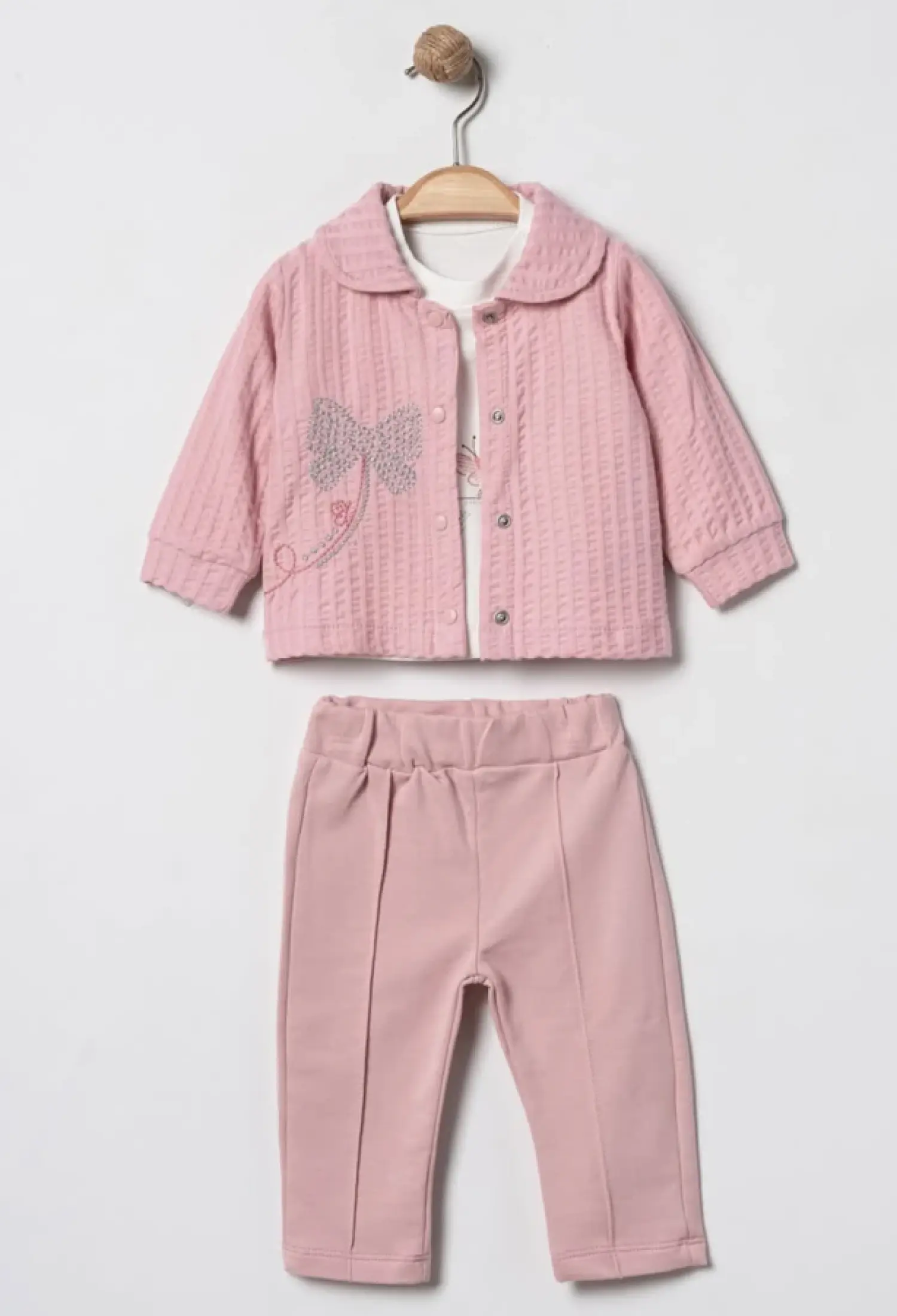 Fiyonk Nakışlı Üçlü Kız Bebe Takım - Brand: ELCİ BABY - Kids & Bby Clothes From Peralane Kids Turkey