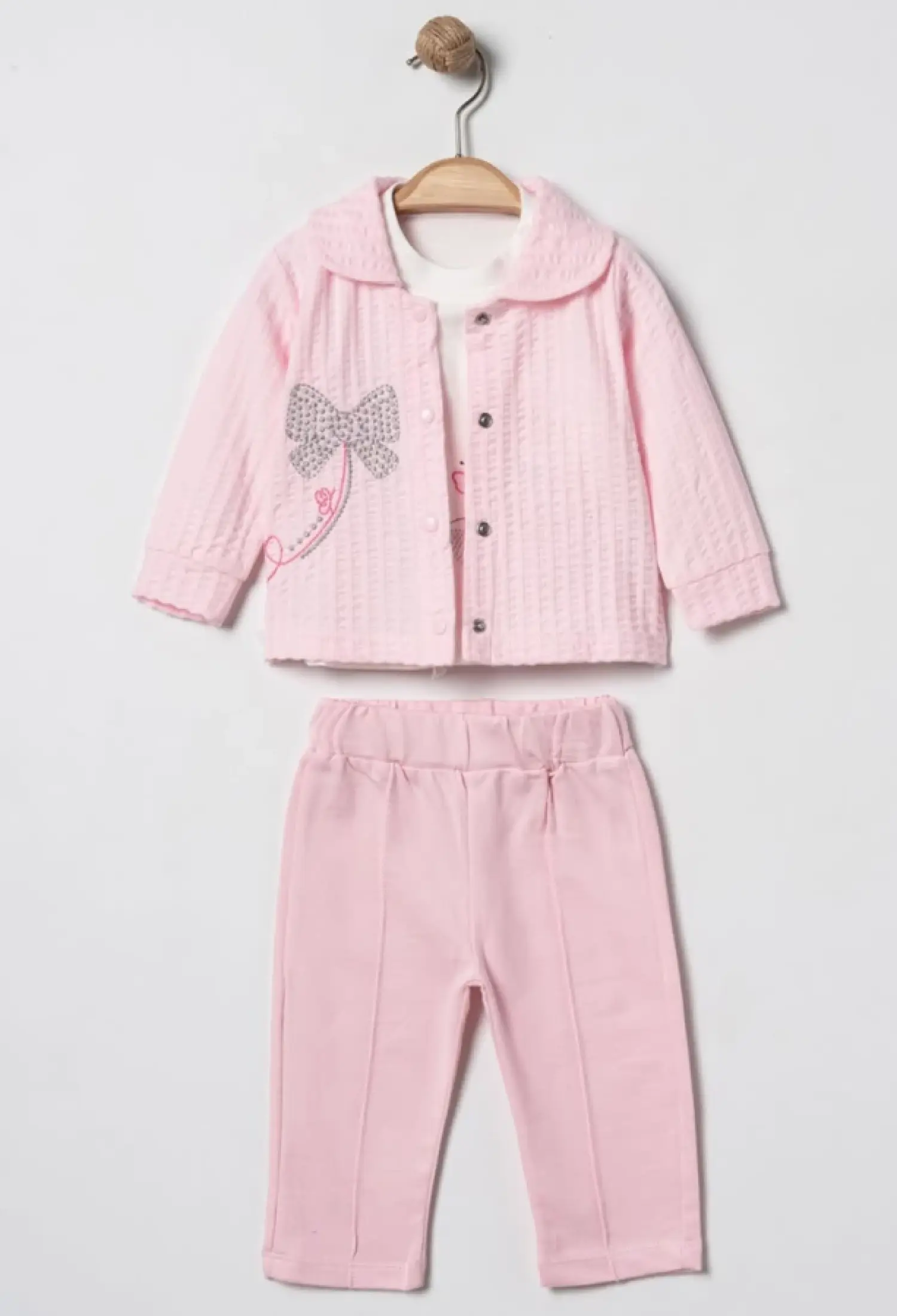 Fiyonk Nakışlı Üçlü Kız Bebe Takım - Brand: ELCİ BABY - Kids & Bby Clothes From Peralane Kids Turkey