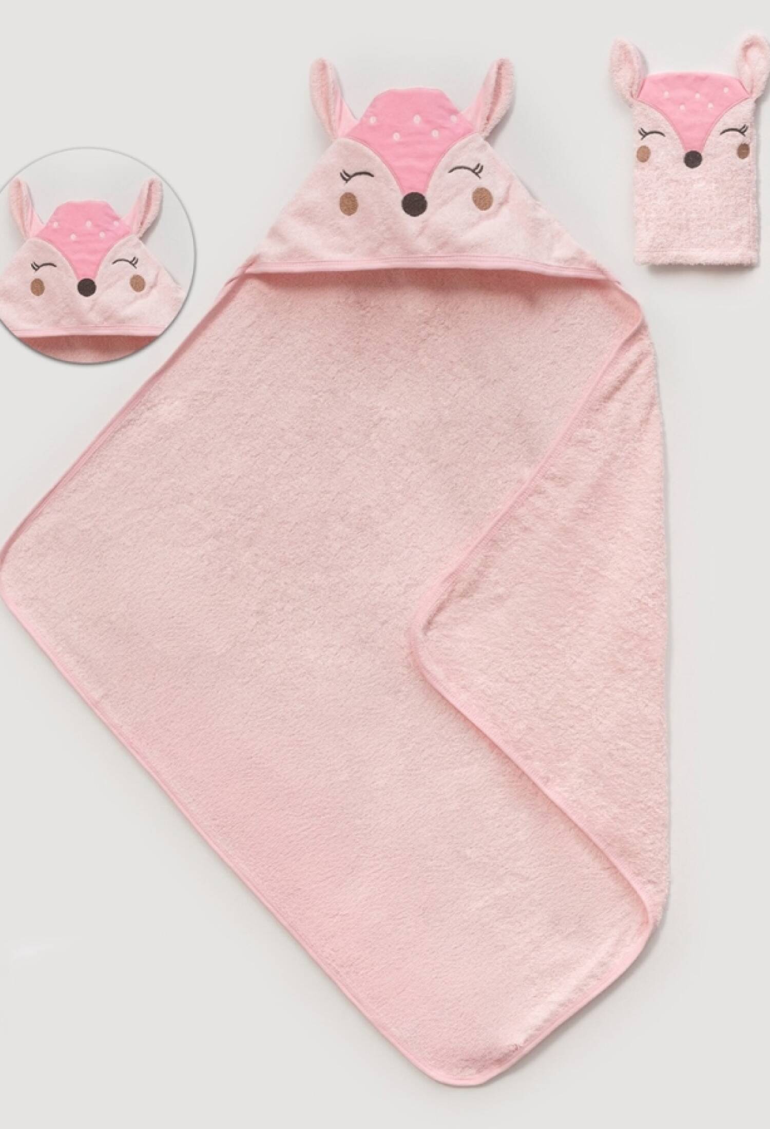 Geyik Nakışlı Kız Bebe Havlu - Brand: BABY ZUHU - Kids & Bby Clothes From Peralane Kids Turkey