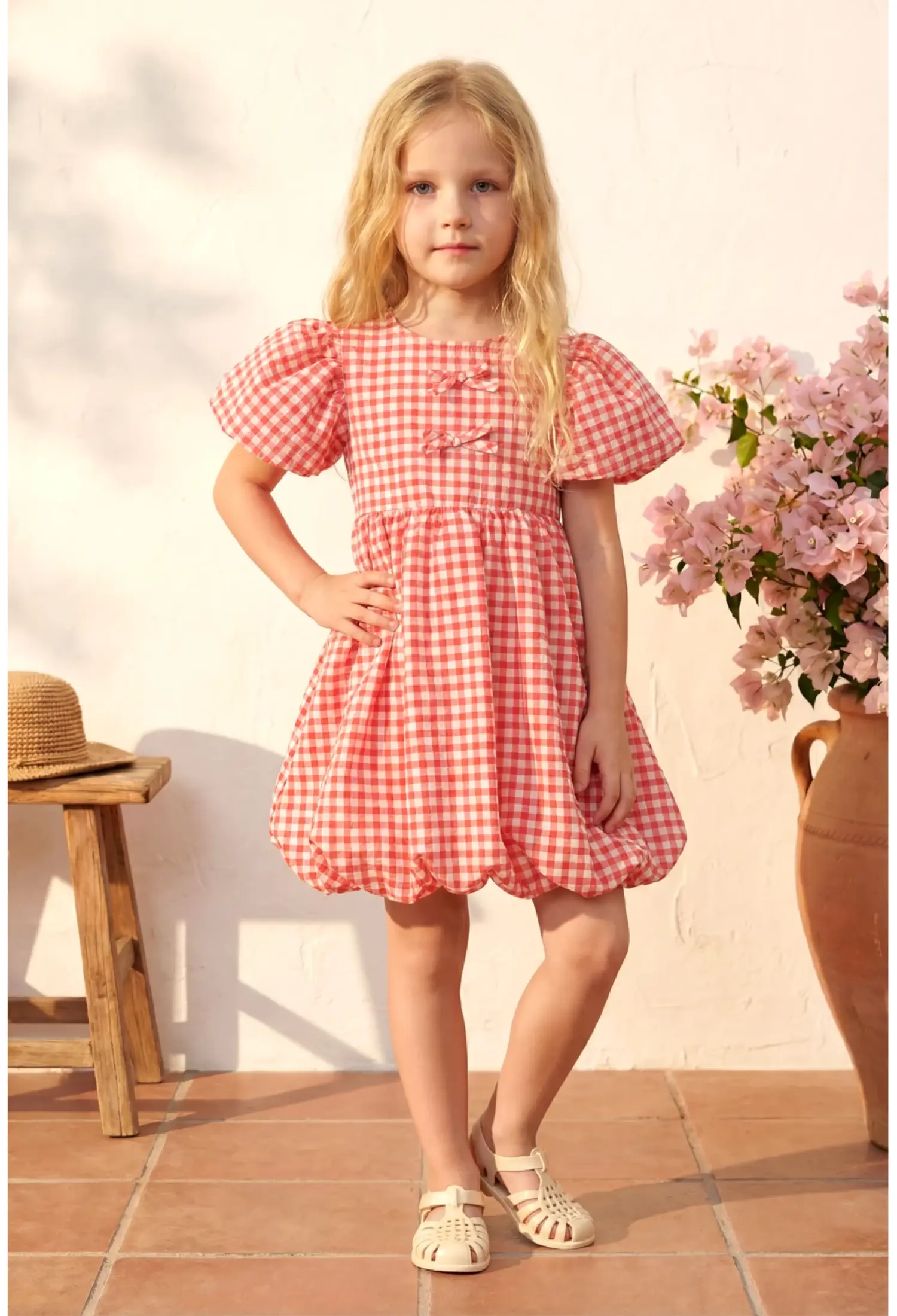 Girls Buckle Detail Plaid Dress (3-4 / 7-8 Years) - 25387
