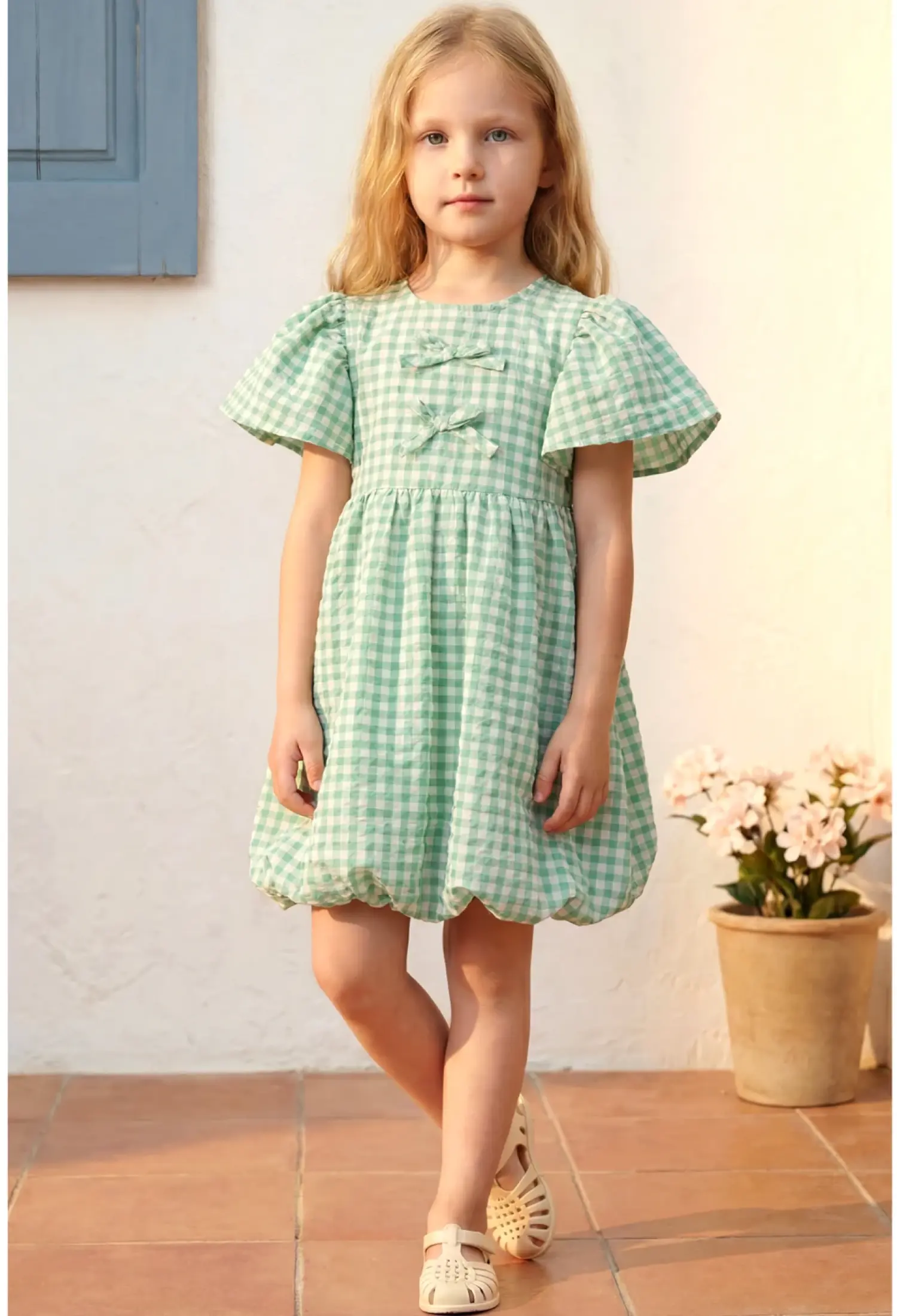 Girls Buckle Detail Plaid Dress (3-4 / 7-8 Years) - 25387