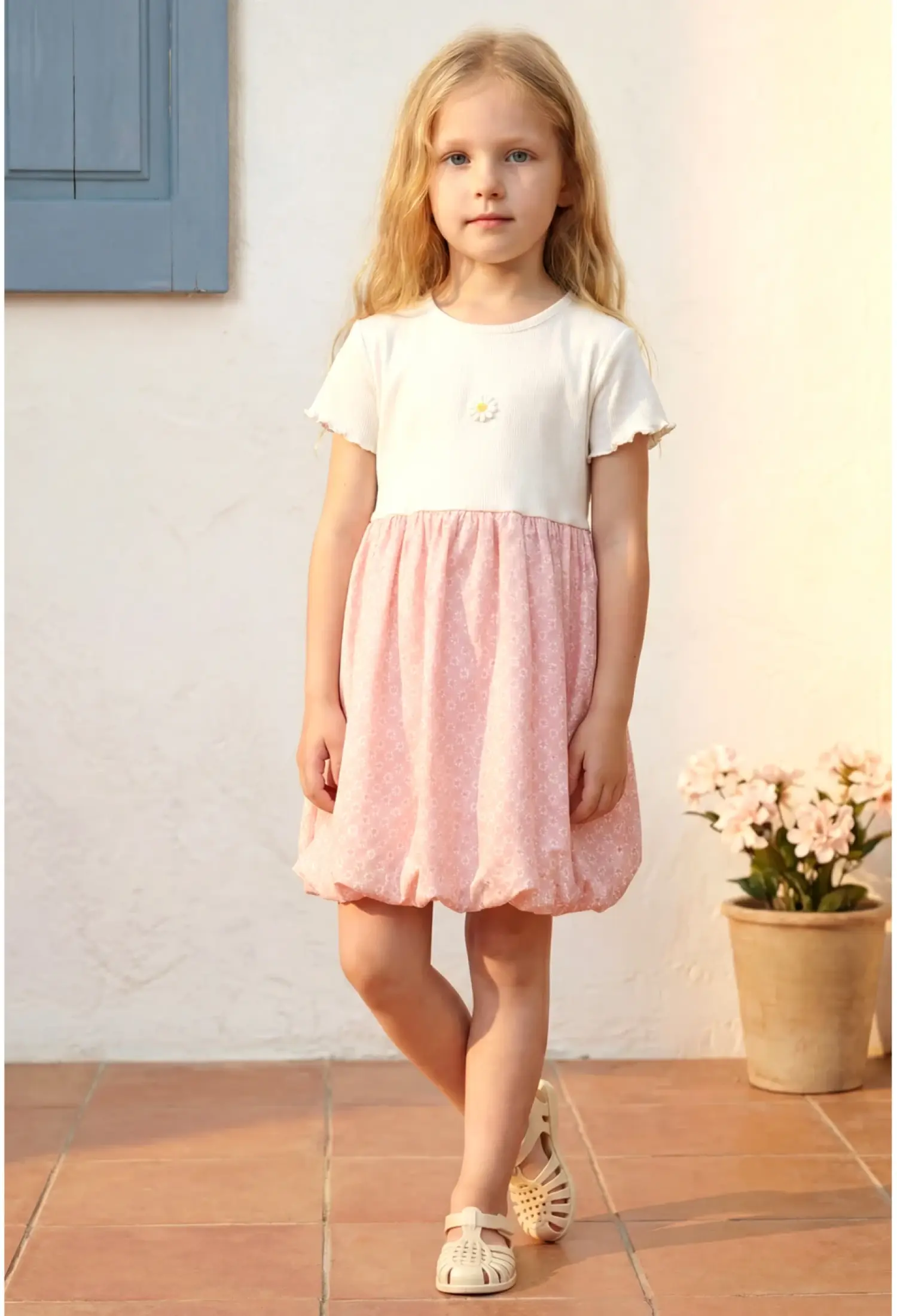 Girls Embroidery Detail Balloon Skirt Dress (3-7 Years) - 26103 - Brand: Miniloox - Kids & Bby Clothes From Peralane Kids Turkey
